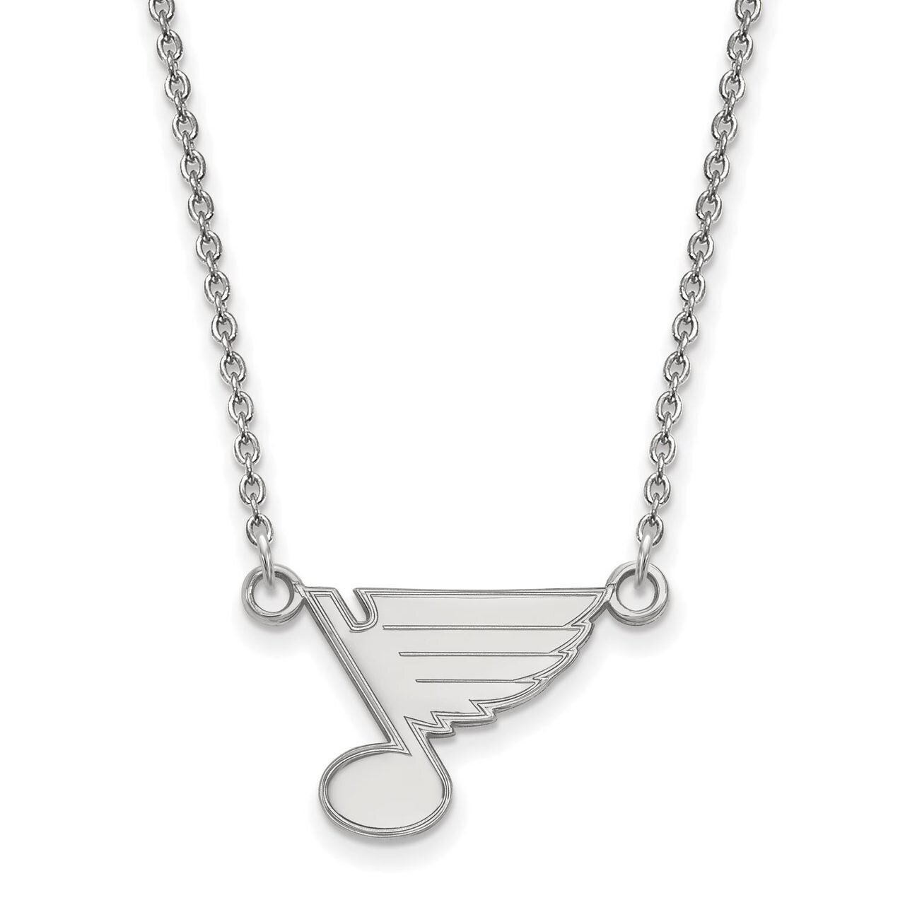 Saint Louis Blues Small Pendant with Chain Necklace 14k White Gold 4W013BLE-18