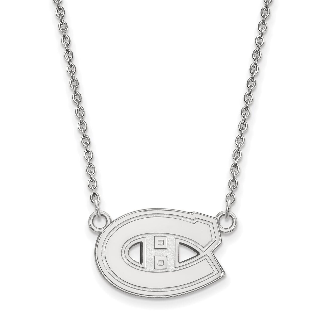 Montreal Canadiens Small Pendant with Chain Necklace 14k White Gold 4W013CAN-18
