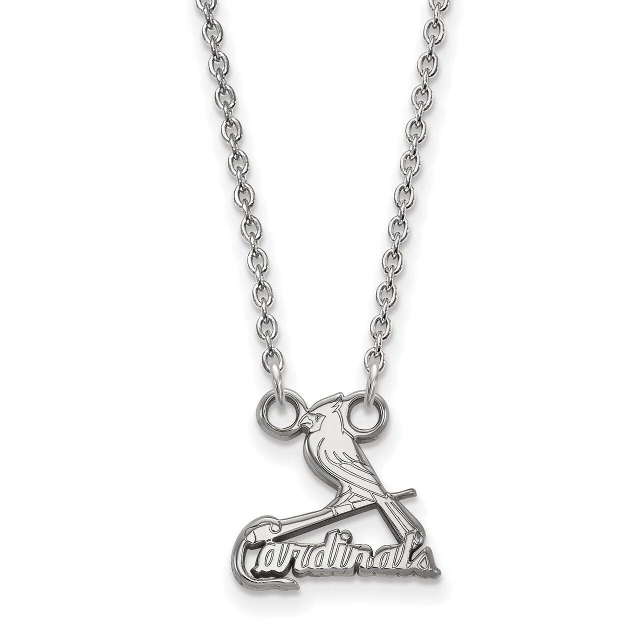 Saint Louis Cardinals Small Pendant with Chain Necklace 14k White Gold 4W013CRD-18