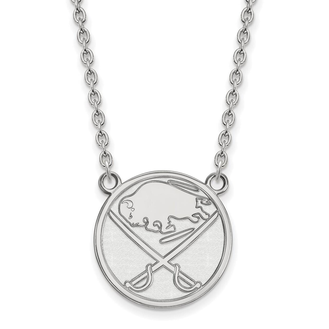 Buffalo Sabres Large Pendant with Chain Necklace 14k White Gold 4W014SAB-18