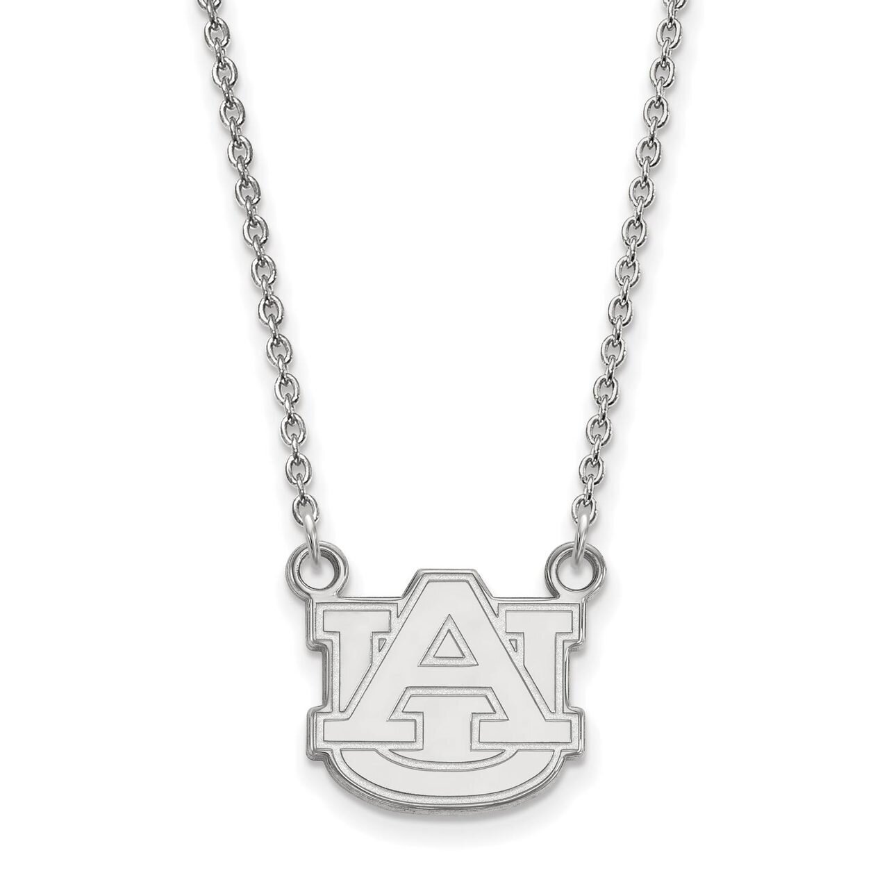 Auburn University Small Pendant with Chain Necklace 14k White Gold 4W015AU-18