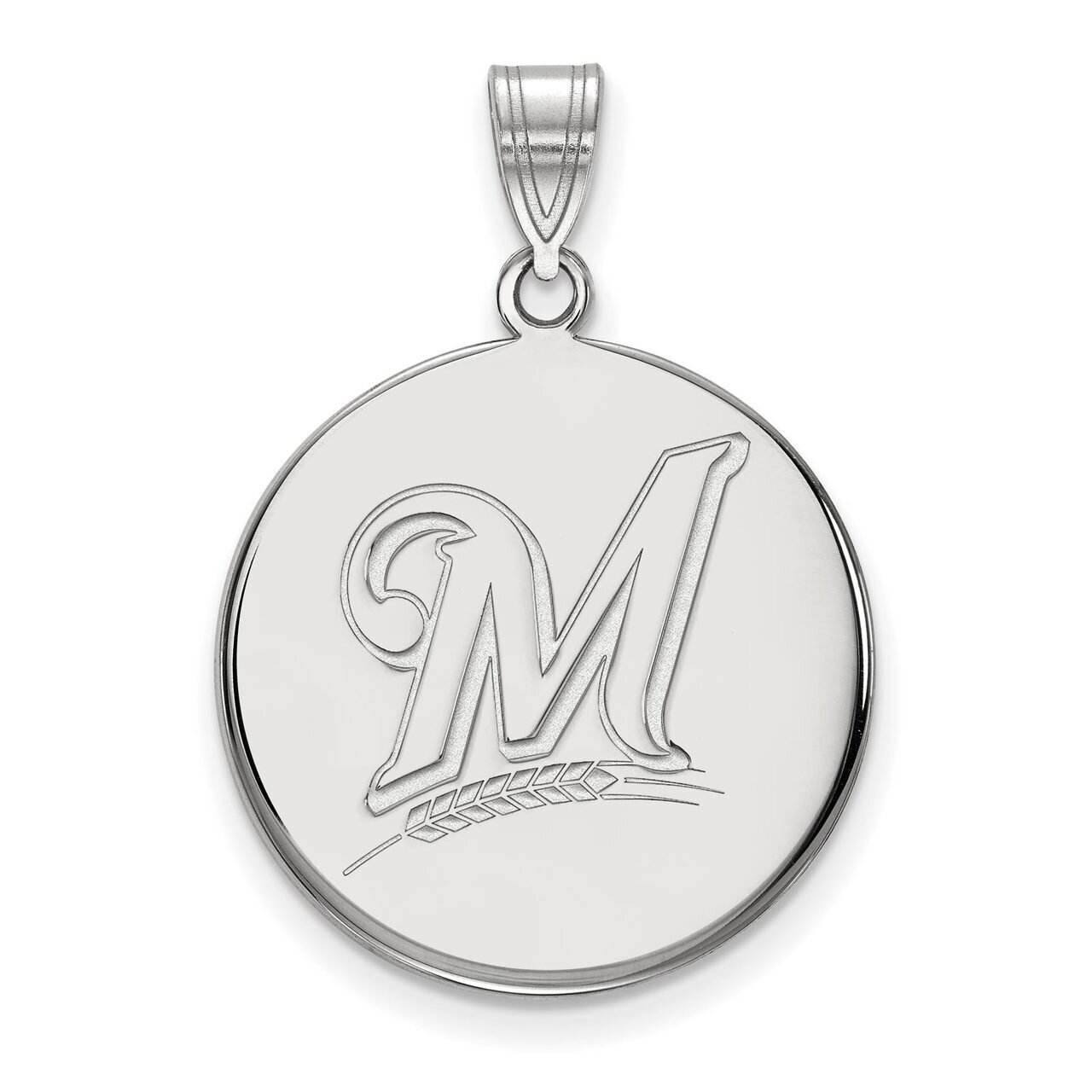 Milwaukee Brewers Large Disc Pendant 14k White Gold 4W015BRE, MPN: 4W015BRE, 886774840376