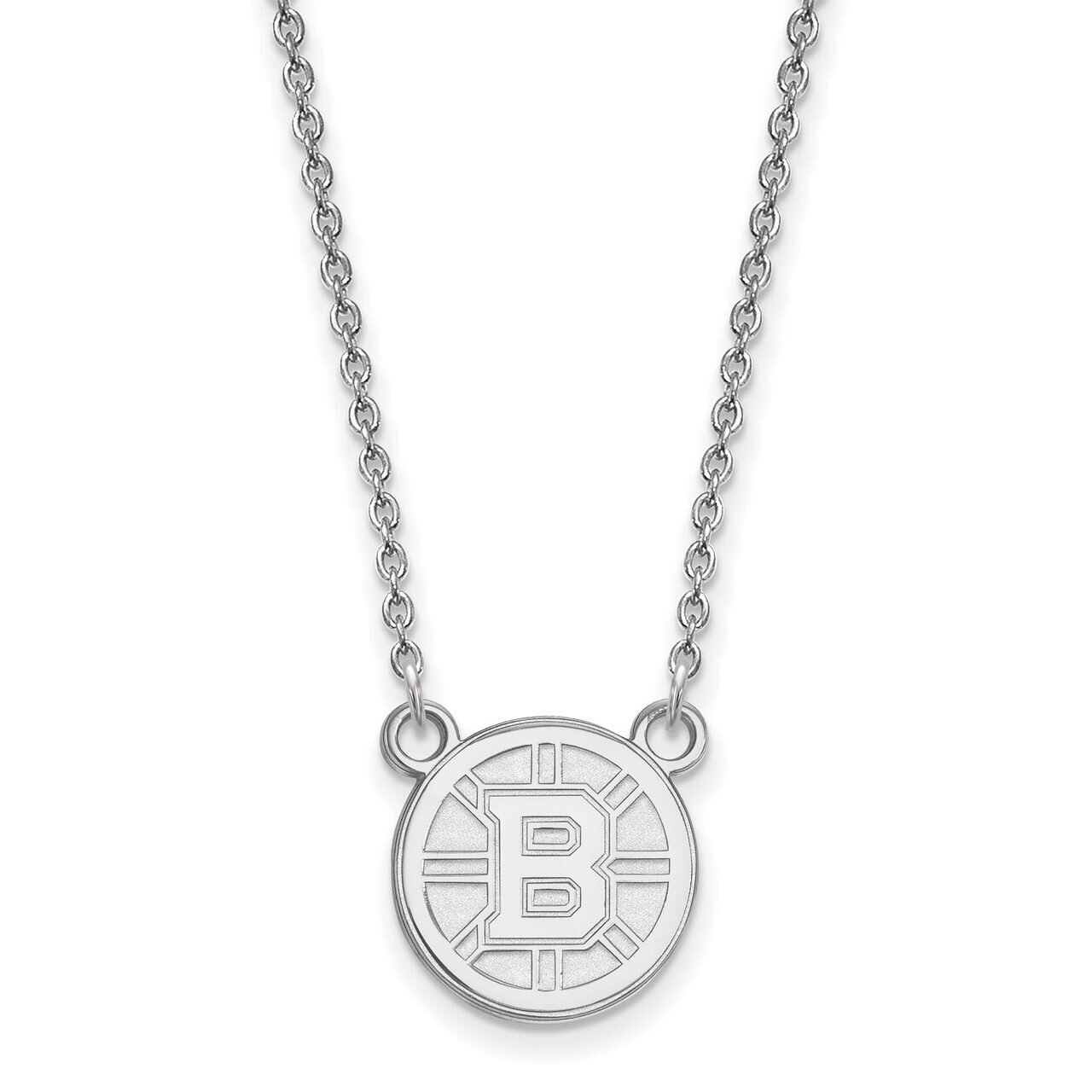 Boston Bruins Small Pendant with Chain Necklace 14k White Gold 4W015BRI-18
