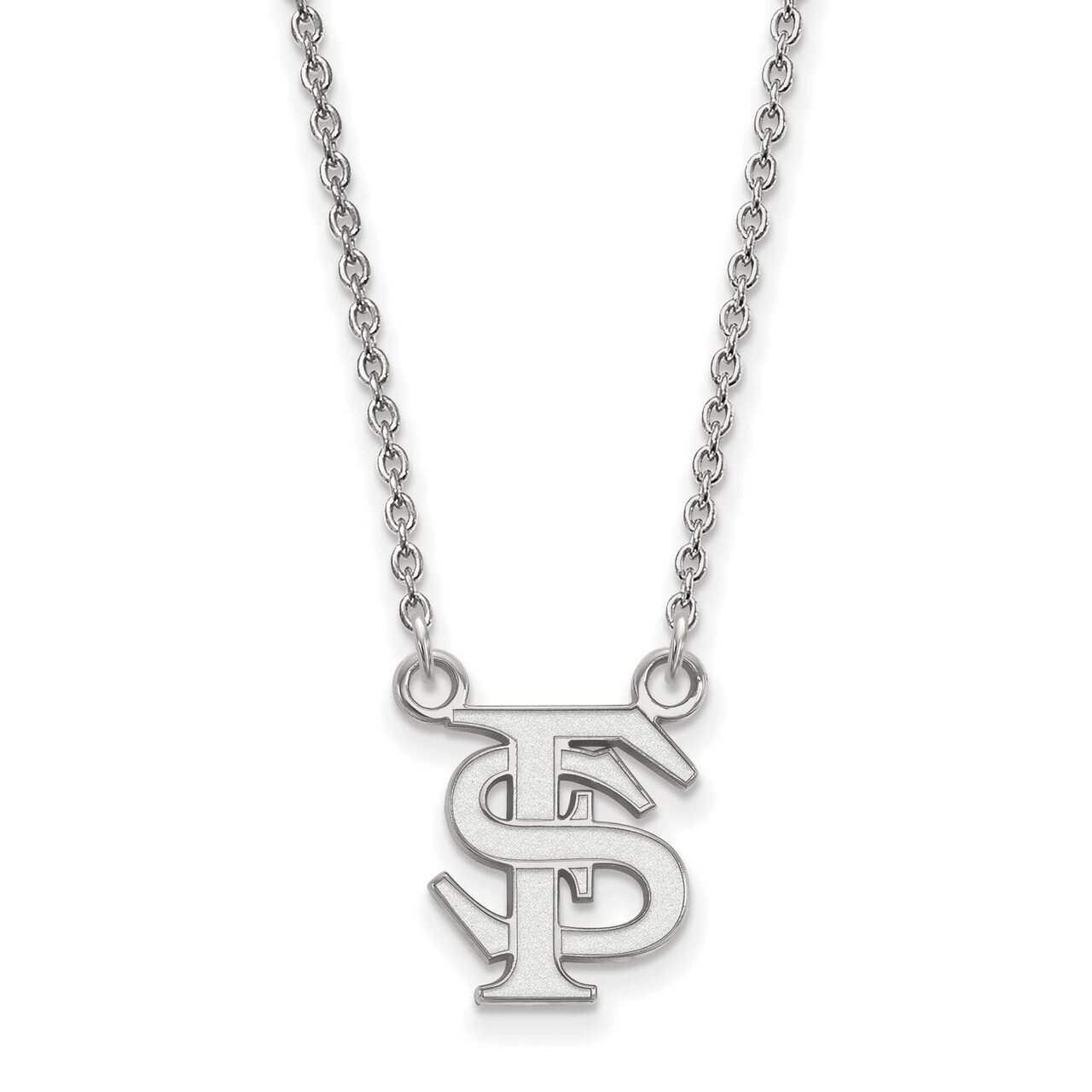 Florida State University Small Pendant with Chain Necklace 14k White Gold 4W015FSU-18