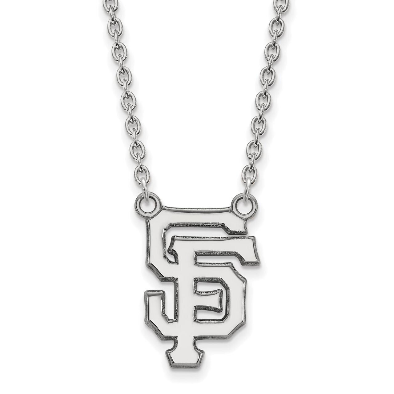 San Francisco Giants Large Pendant with Chain Necklace 14k White Gold 4W015GIT-18