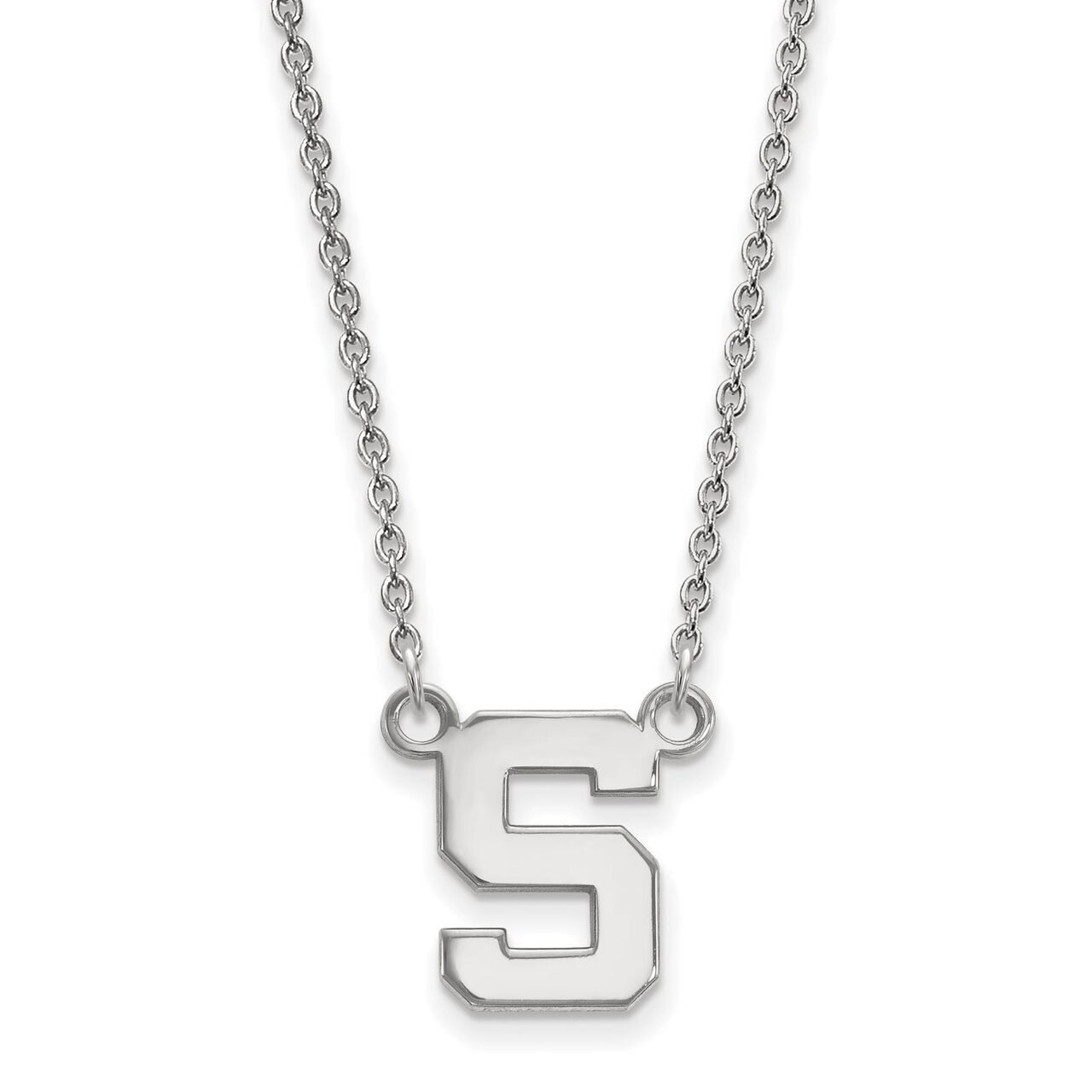 Michigan State University Small Pendant with Chain Necklace 14k White Gold 4W015MIS-18, MPN: 4W015M…