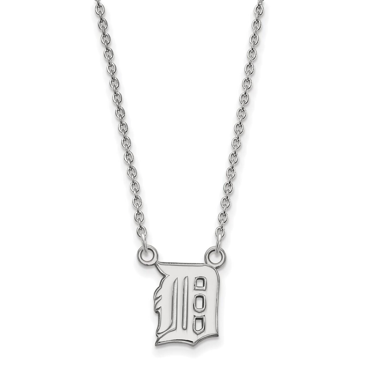 Detroit Tigers Small Pendant with Chain Necklace 14k White Gold 4W015TIG-18