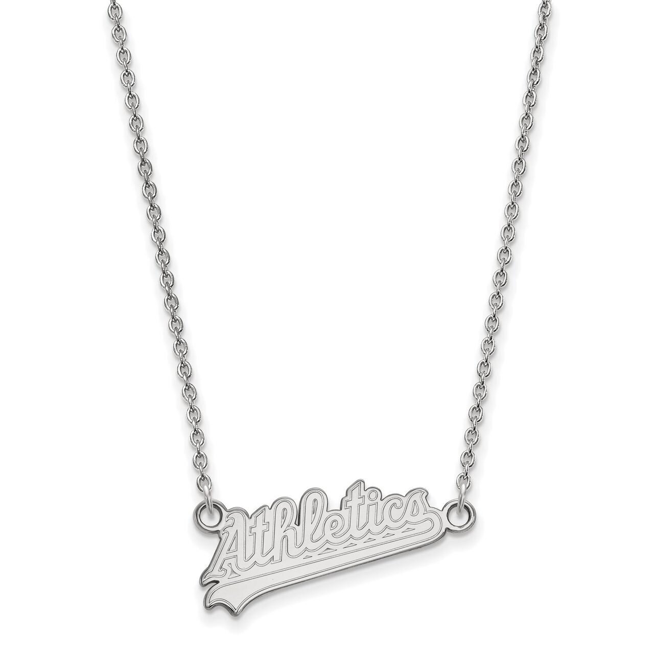 Oakland Athletics Small Pendant with Chain Necklace 14k White Gold 4W016ATH-18