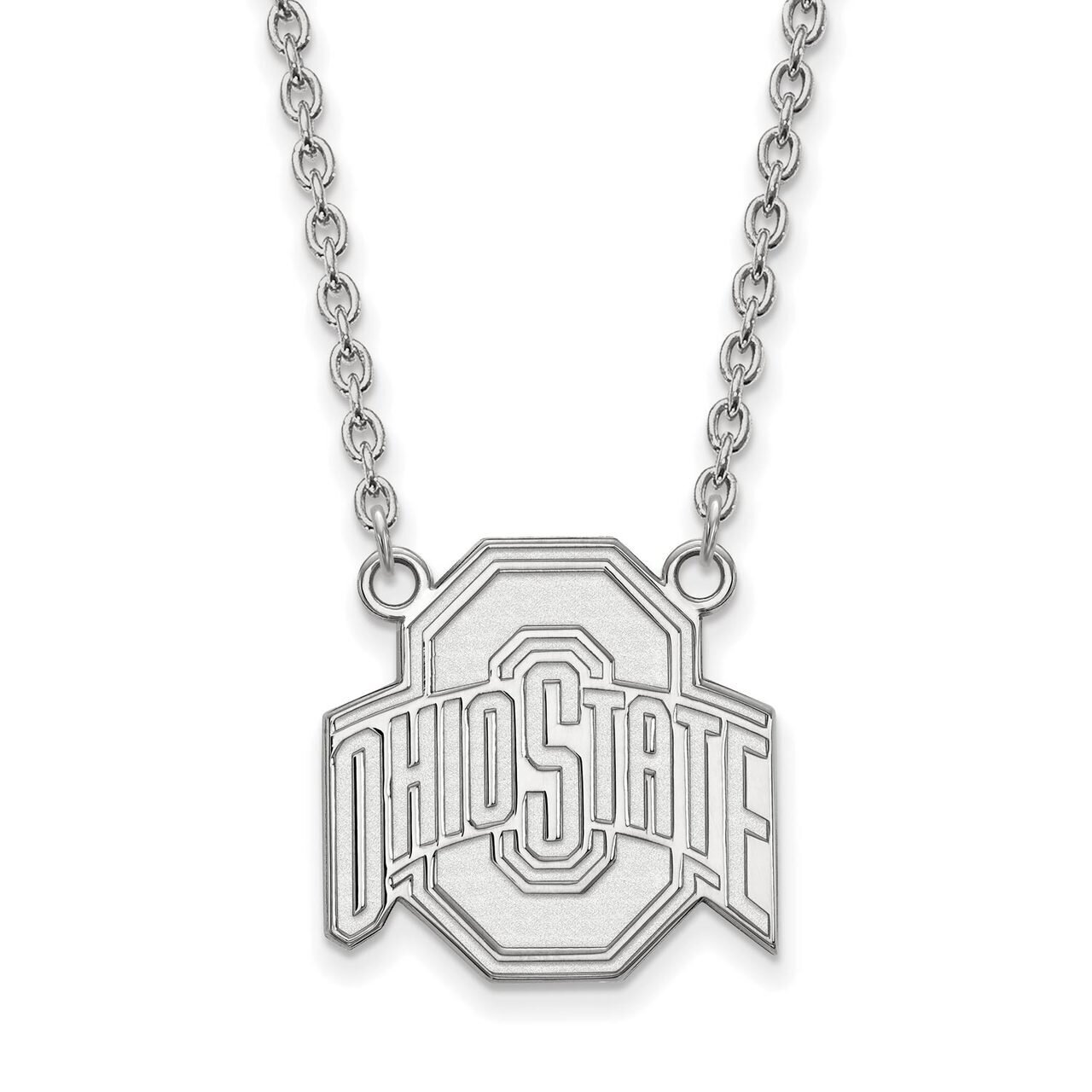 Ohio State University Large Pendant with Chain Necklace 14k White Gold 4W016OSU-18