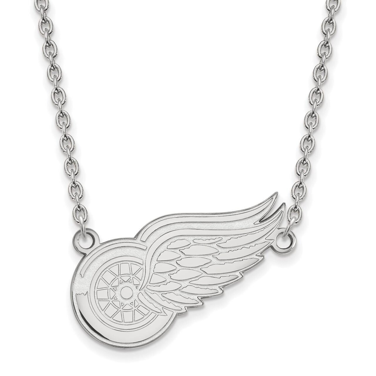 Detroit Red Wings Large Pendant with Chain Necklace 14k White Gold 4W016RWI-18