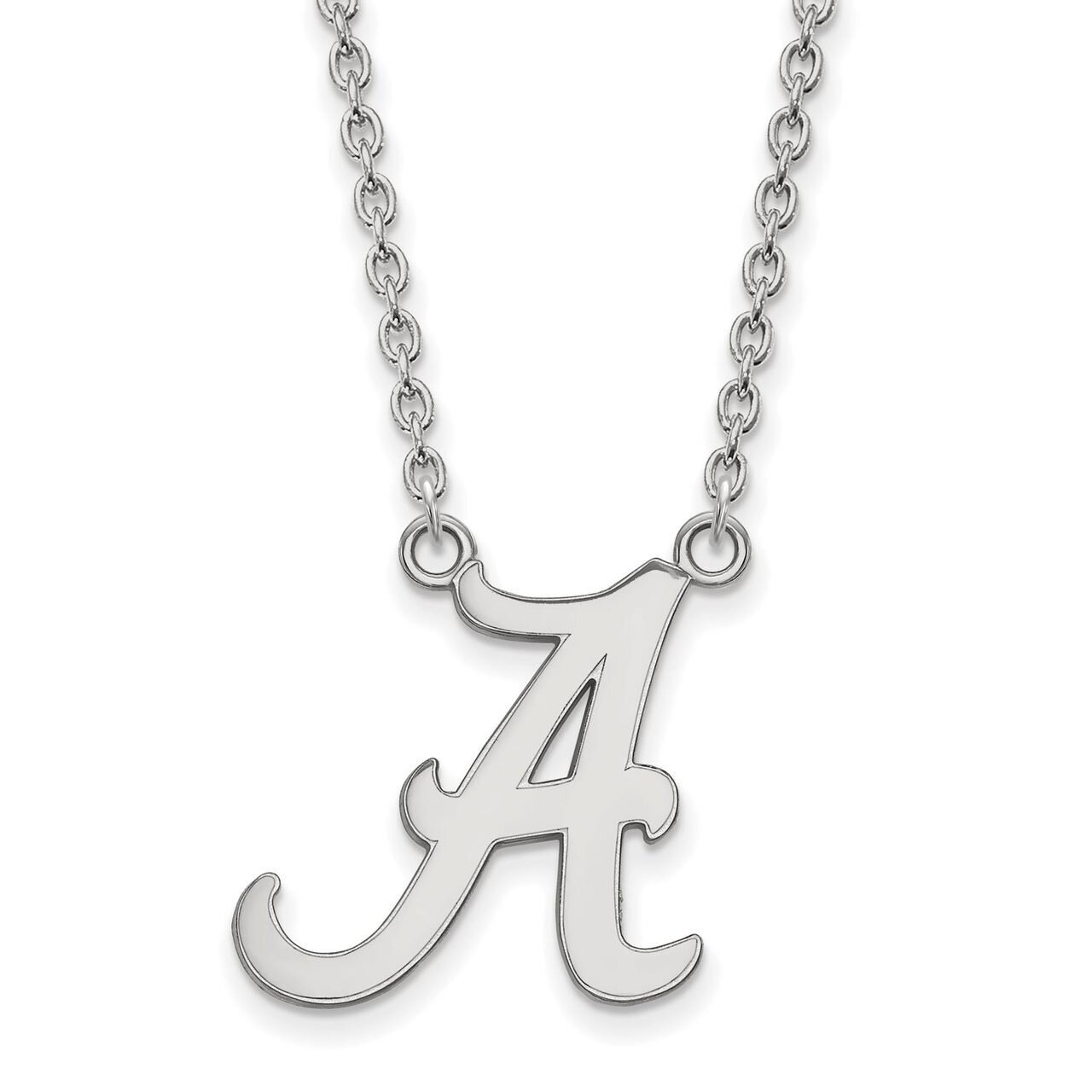University of Alabama Large Pendant with Chain Necklace 14k White Gold 4W016UAL-18