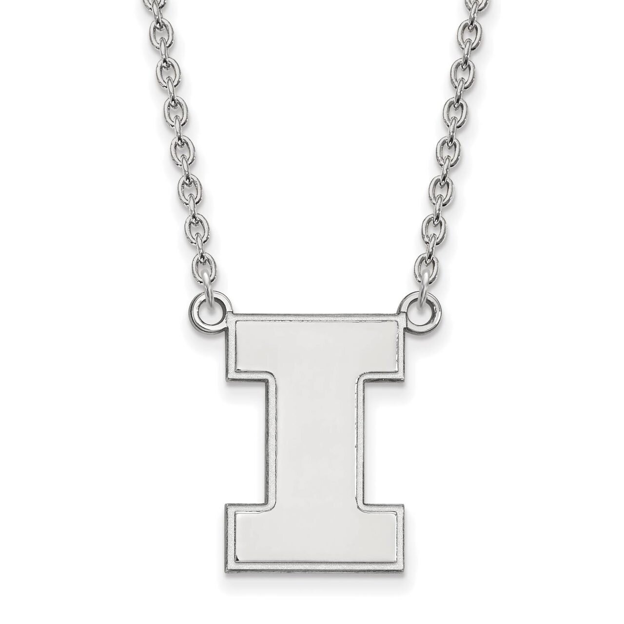 University of Illinois Large Pendant with Chain Necklace 14k White Gold 4W016UIL-18, MPN: 4W016UIL-…