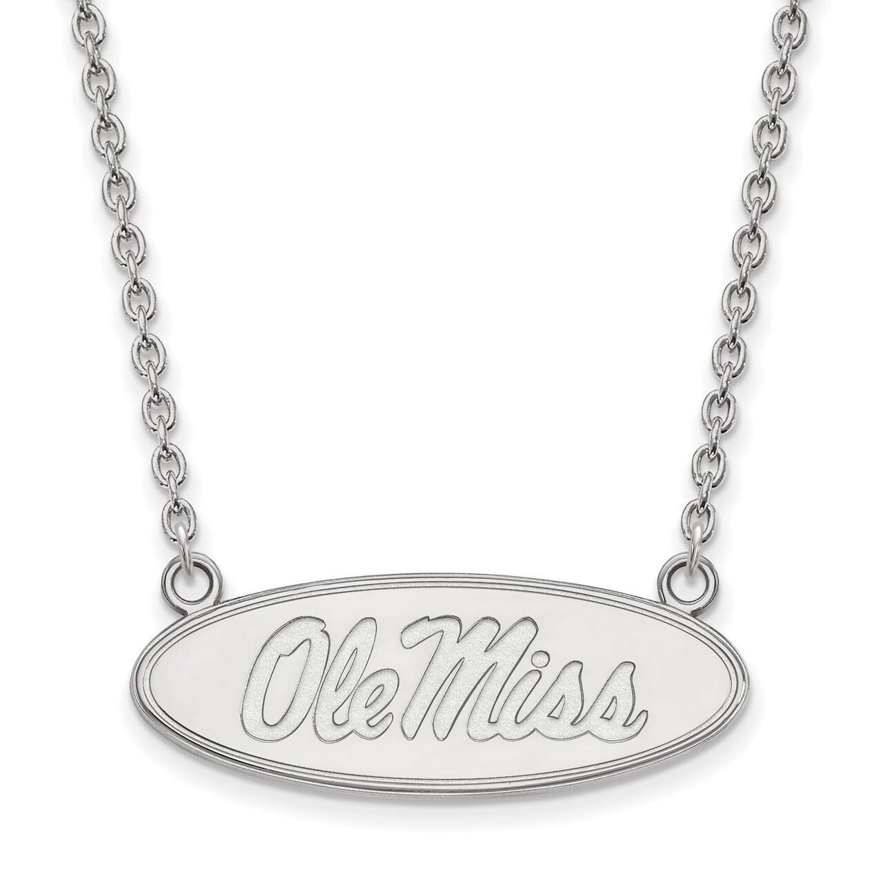 University of Mississippi Large Pendant with Chain Necklace 14k White Gold 4W016UMS-18