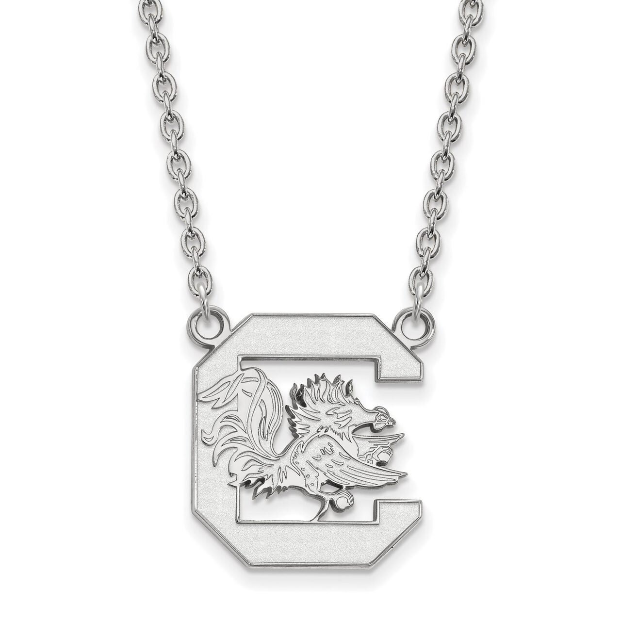University of South Carolina Large Pendant with Chain Necklace 14k White Gold 4W016USO-18