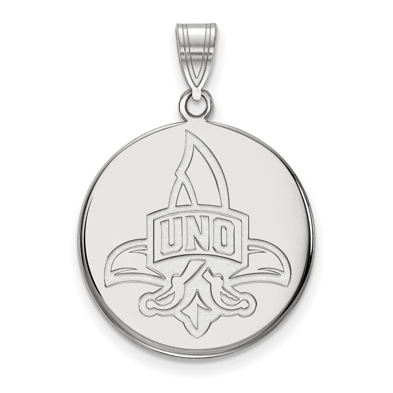 University of New Orleans Large Disc Pendant 14k White Gold 4W018UNO, MPN: 4W018UNO, 886774842233