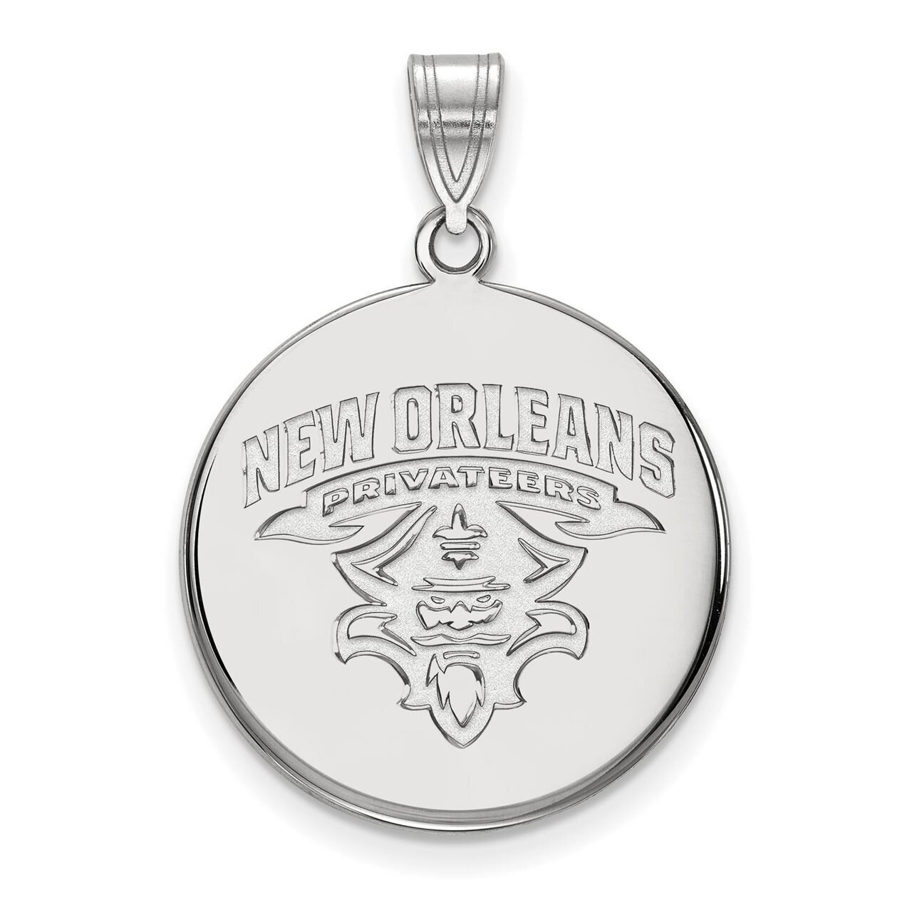 University of New Orleans Large Disc Pendant 14k White Gold 4W021UNO