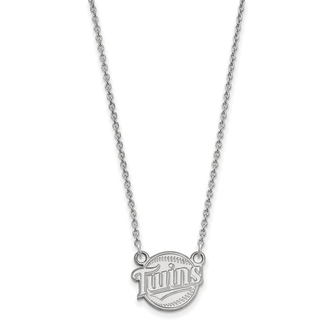 Minnesota Twins Small Pendant with Chain Necklace 14k White Gold 4W022TWN-18