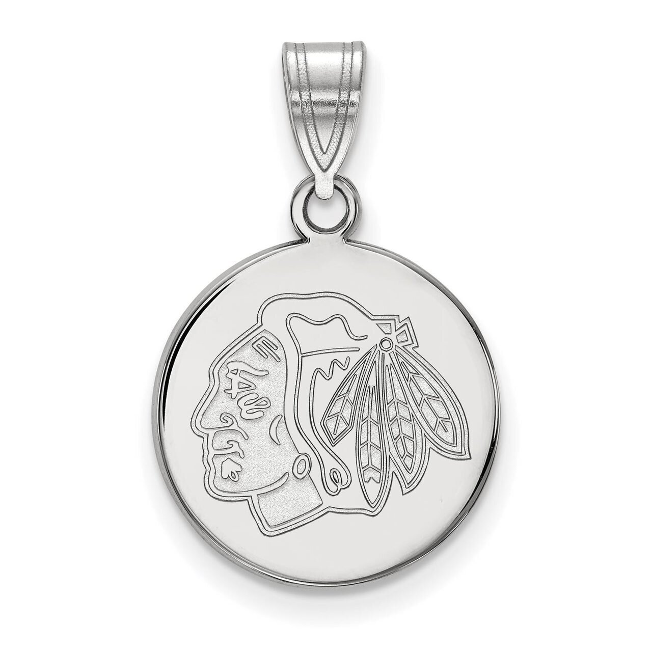 Chicago Blackhawks Medium Disc Pendant 14k White Gold 4W034BLA, MPN: 4W034BLA, 886774737980