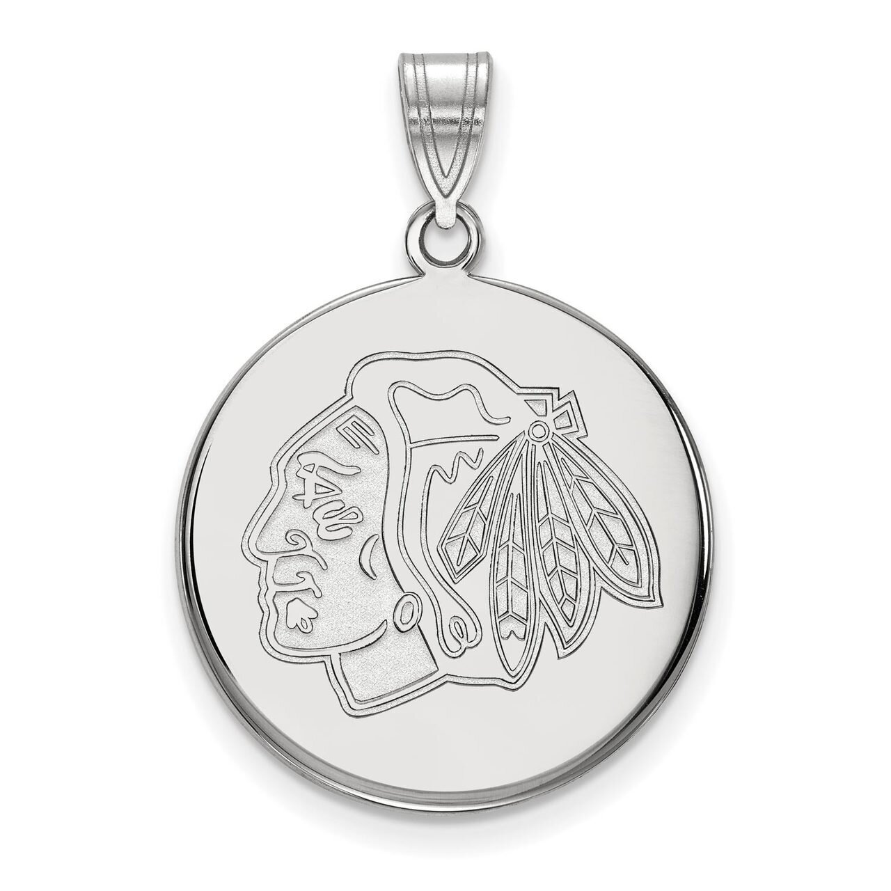 Chicago Blackhawks Large Disc Pendant 14k White Gold 4W036BLA, MPN: 4W036BLA, 886774738017