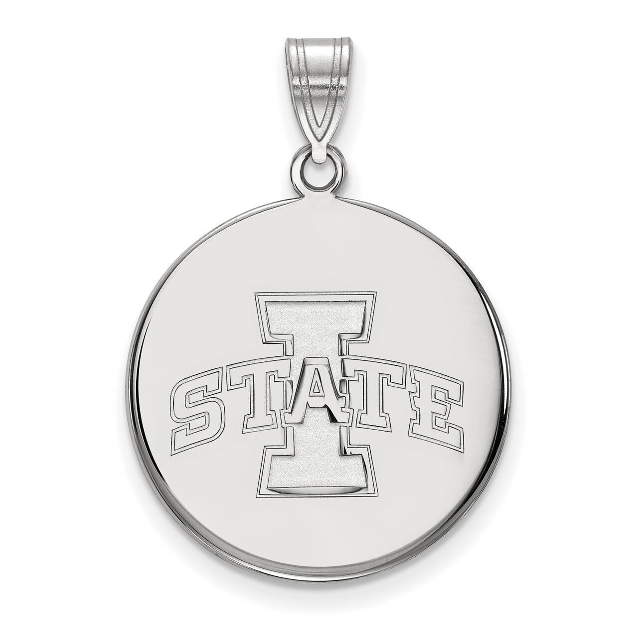 Iowa State University Large Disc Pendant 14k White Gold 4W041IAS