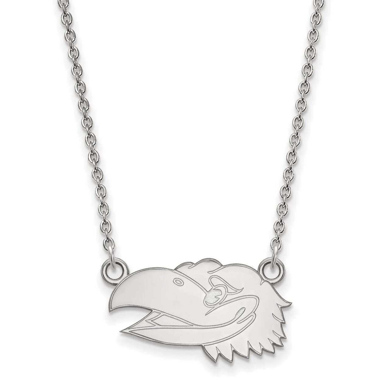 University of Kansas Small Pendant with Chain Necklace 14k White Gold 4W047UKS-18