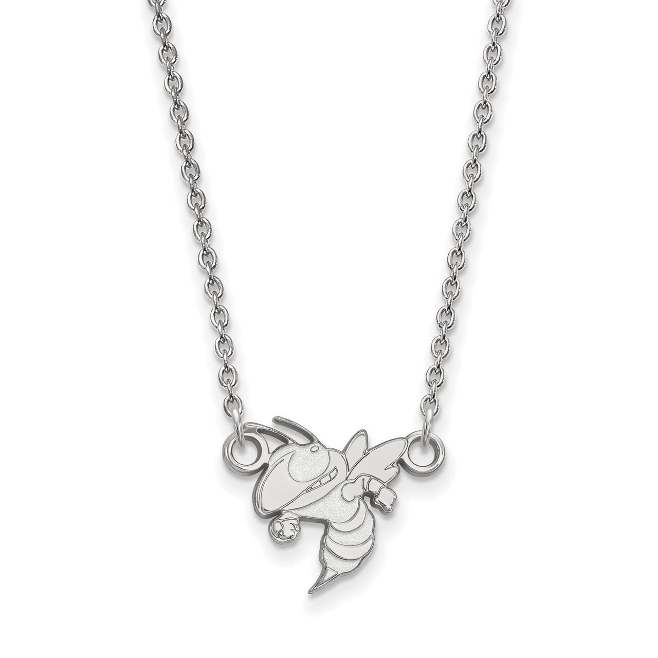 Georgia Institute of Technology Small Pendant with Chain Necklace 14k White Gold 4W049GT-18, MPN: 4…