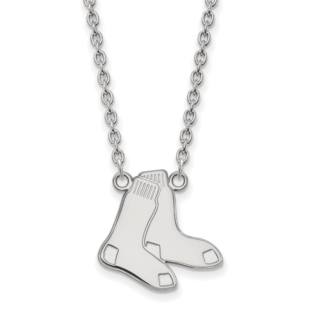 Boston Red Sox Large Pendant with Chain Necklace 14k White Gold 4W052RSO-18