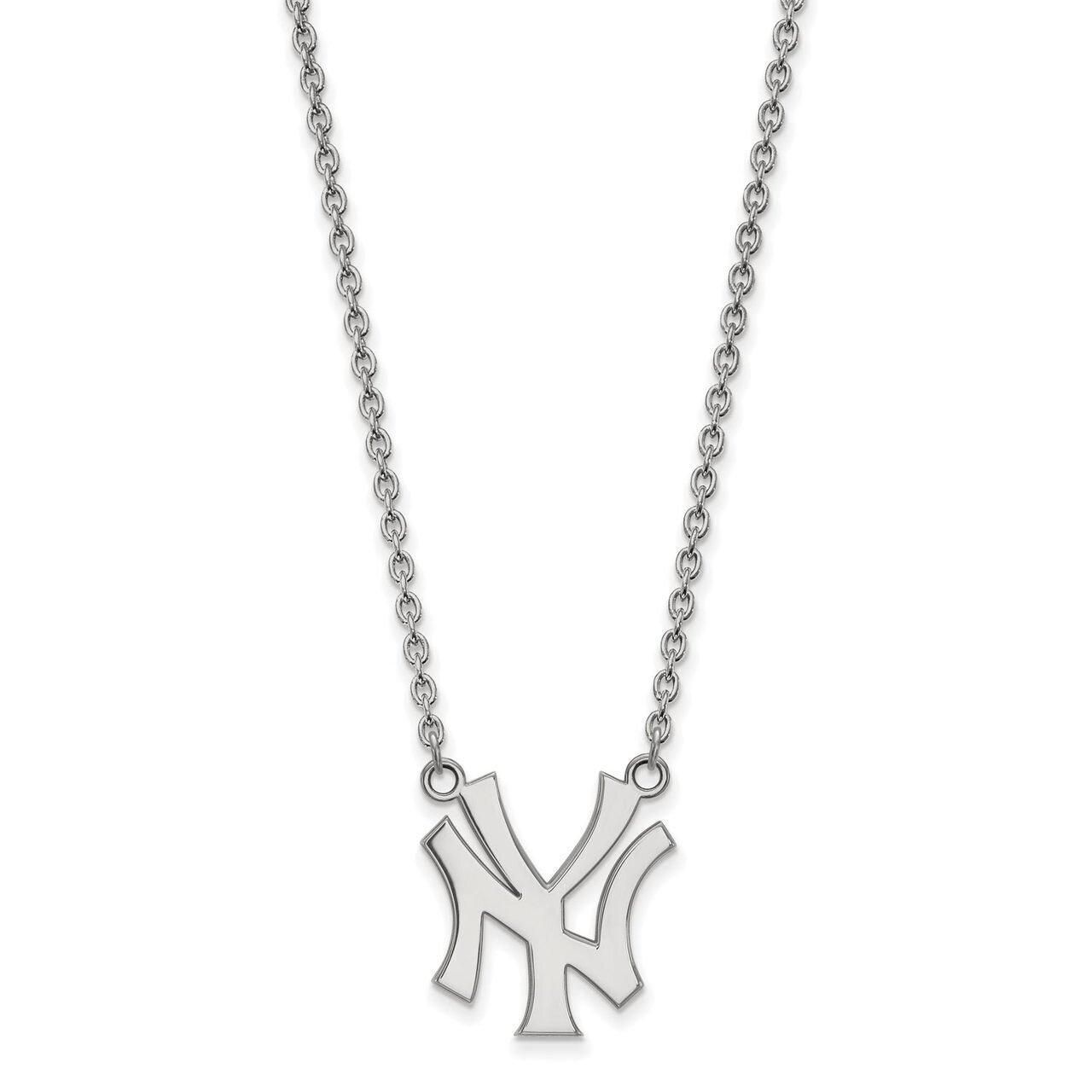 New York Yankees Large Pendant with Chain Necklace 14k White Gold 4W052YAN-18