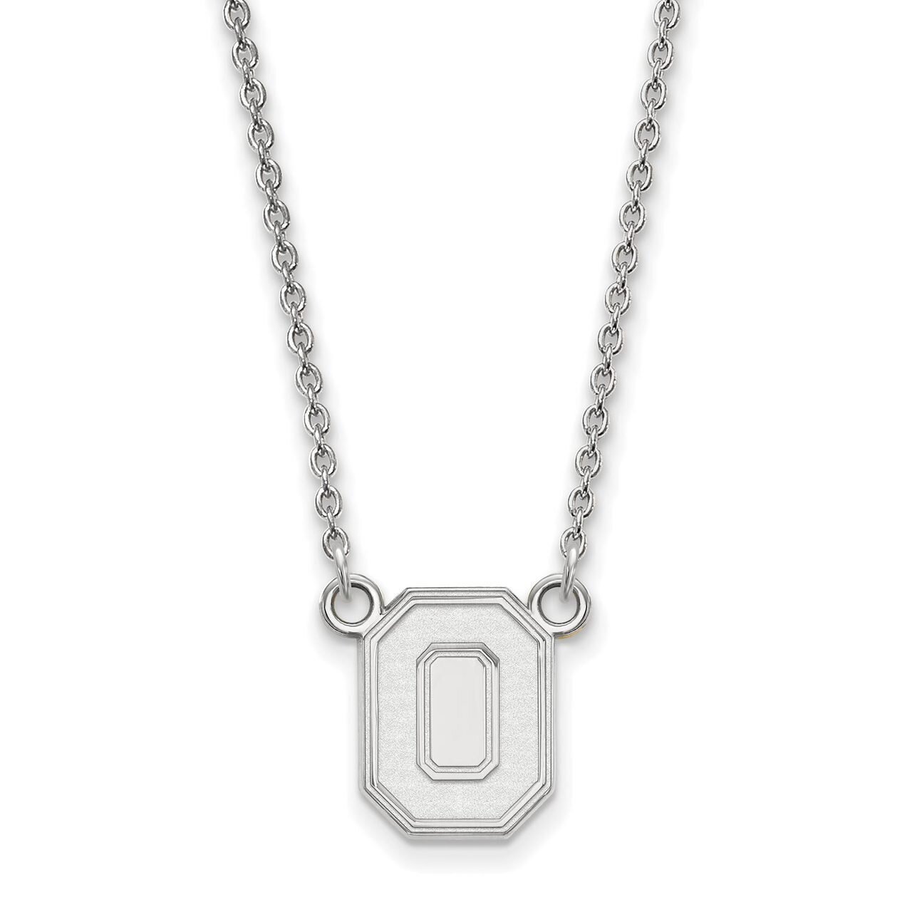 Ohio State University Small Pendant with Chain Necklace 14k White Gold 4W053OSU-18, MPN: 4W053OSU-1…