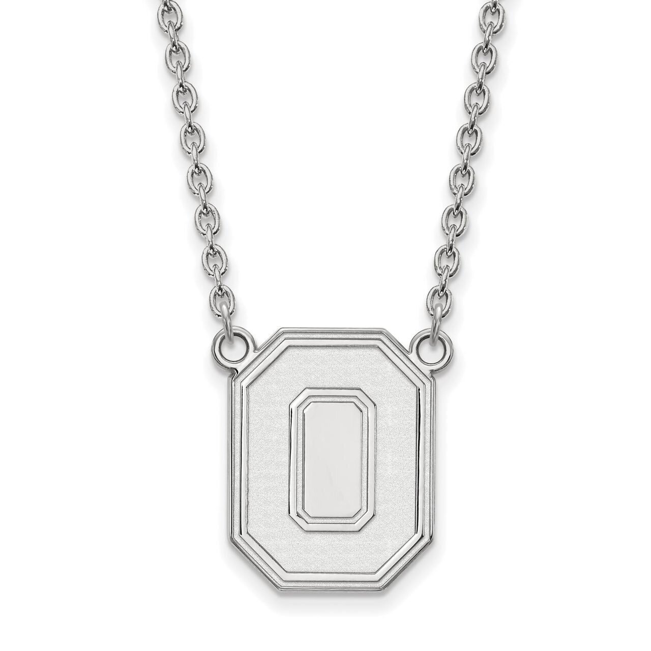 Ohio State University Large Pendant with Chain Necklace 14k White Gold 4W054OSU-18