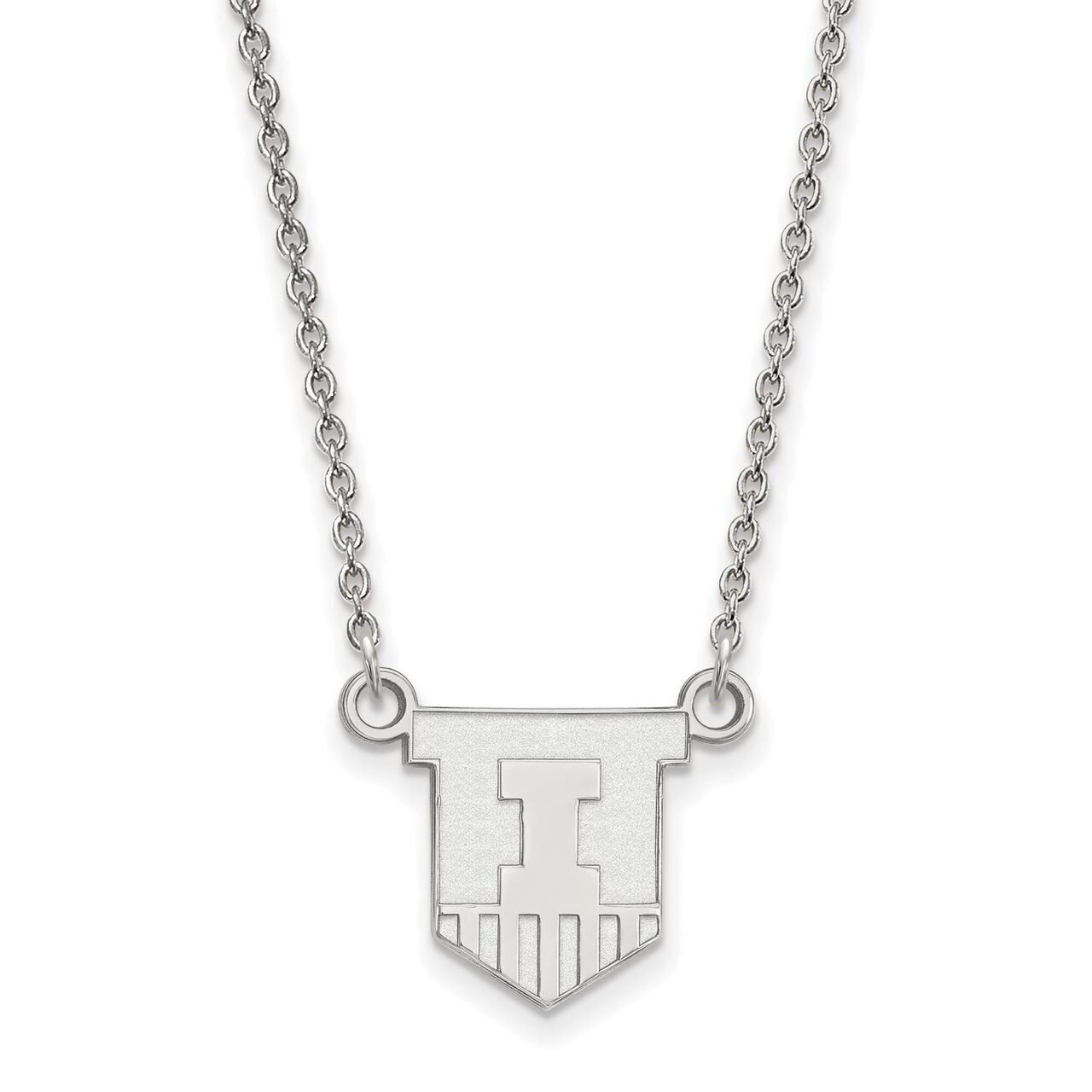 University of Illinois Small Pendant with Chain Necklace 14k White Gold 4W054UIL-18, MPN: 4W054UIL-…