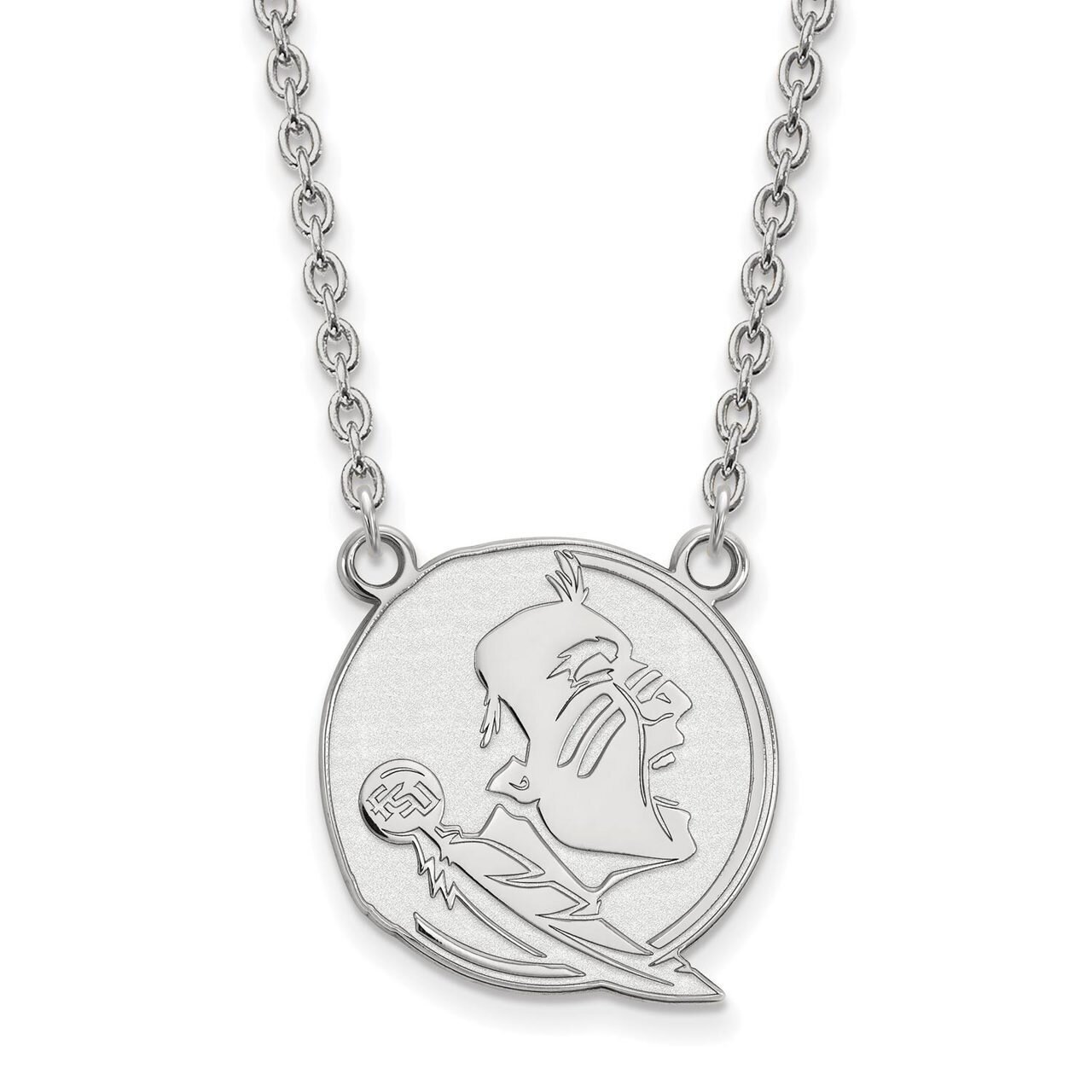 Florida State University Large Pendant with Chain Necklace 14k White Gold 4W055FSU-18, MPN: 4W055FS…
