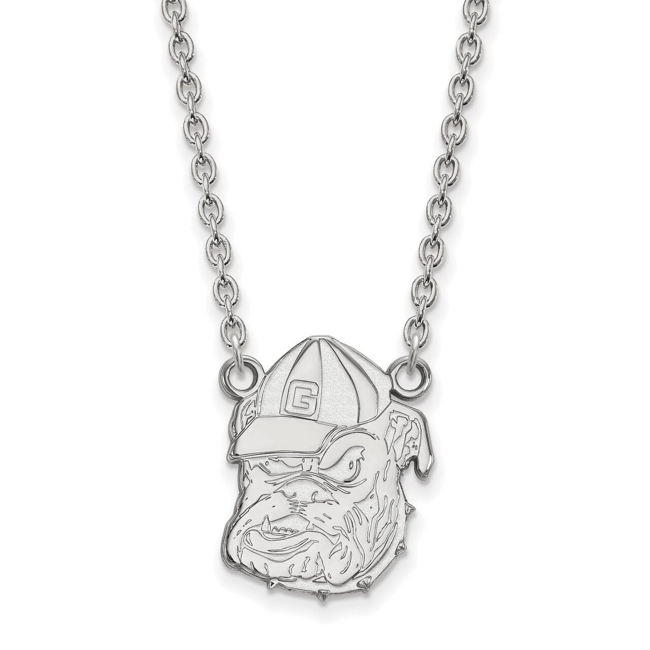 University of Georgia Large Pendant with Chain Necklace 14k White Gold 4W055UGA-18