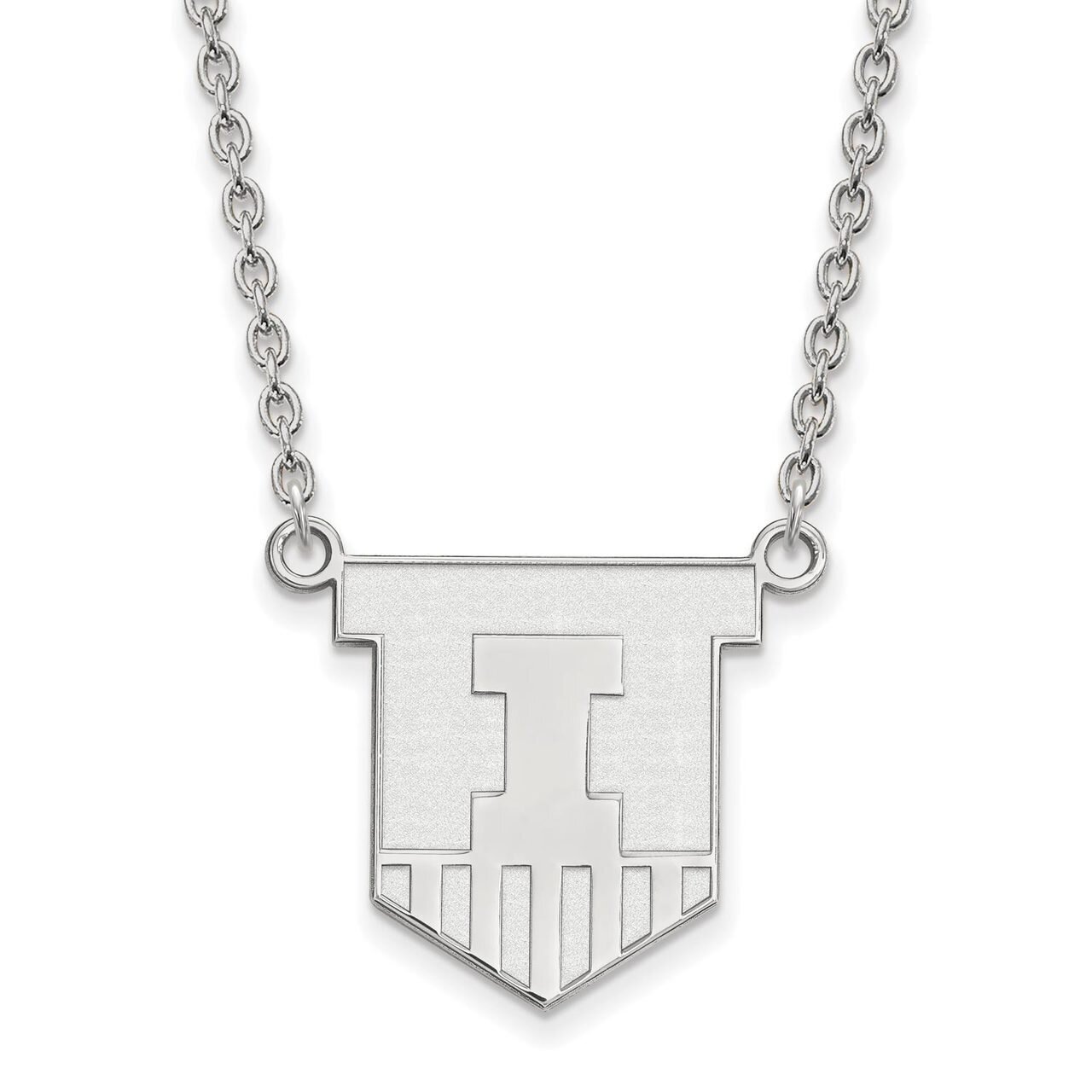 University of Illinois Large Pendant with Chain Necklace 14k White Gold 4W055UIL-18, MPN: 4W055UIL-…