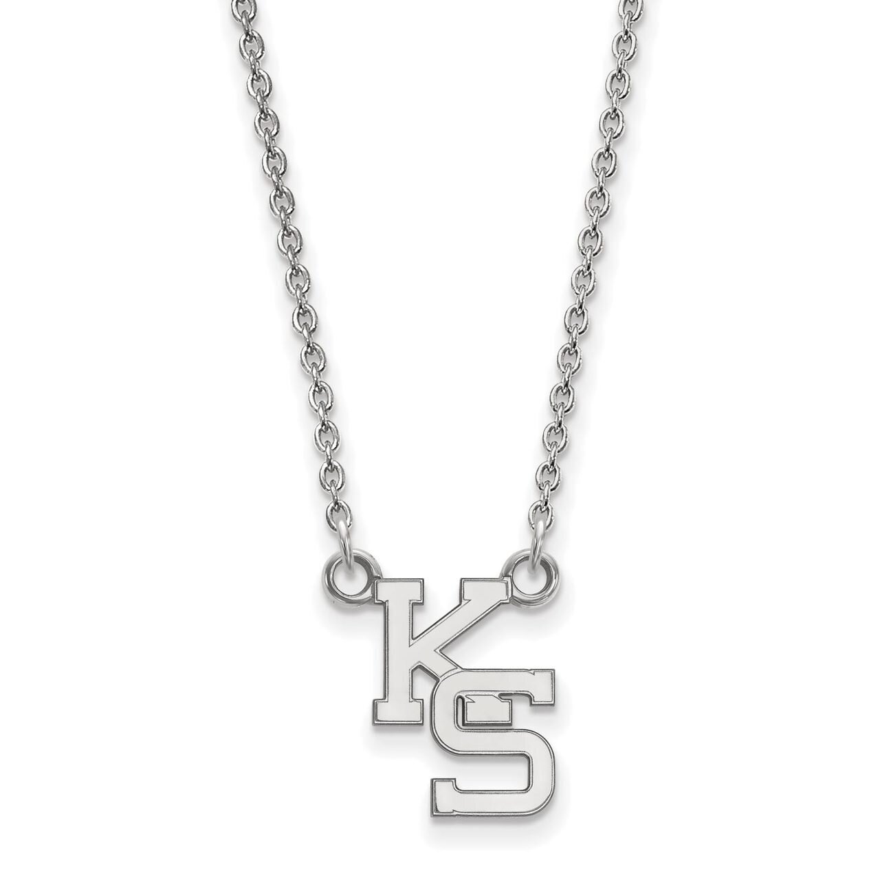 Kansas State University Small Pendant with Chain Necklace 14k White Gold 4W056KSU-18