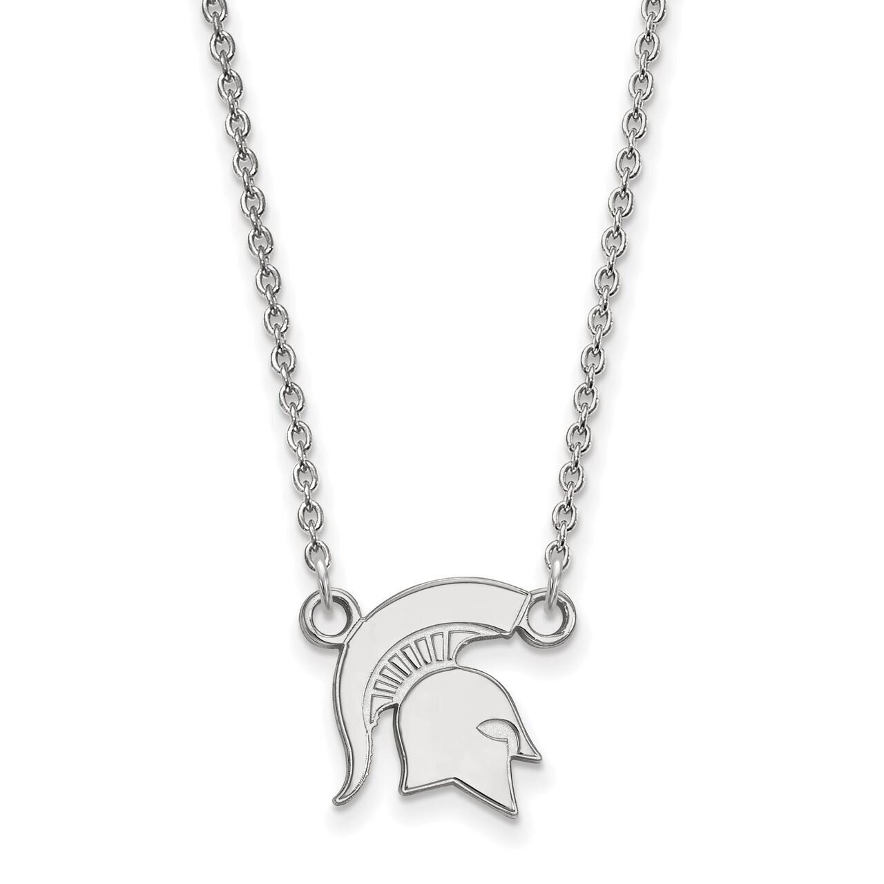 Michigan State University Small Pendant with Chain Necklace 14k White Gold 4W056MIS-18