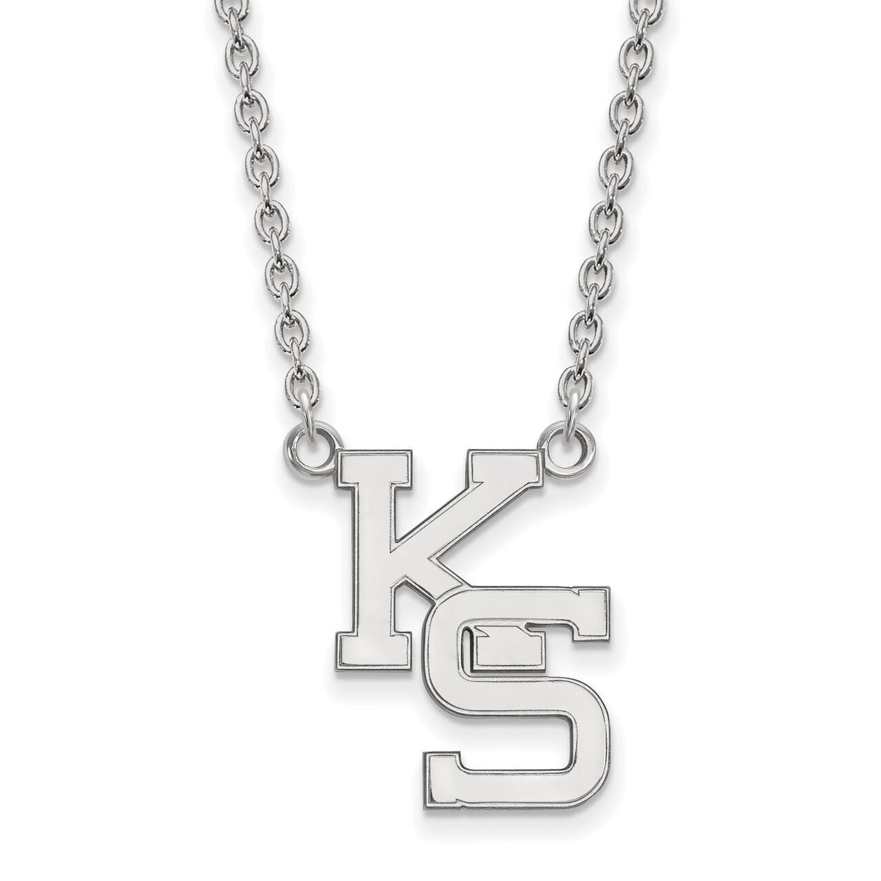 Kansas State University Large Pendant with Chain Necklace 14k White Gold 4W057KSU-18