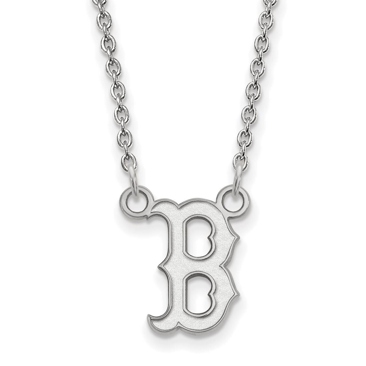 Boston Red Sox Small Pendant with Chain Necklace 14k White Gold 4W059RSO-18
