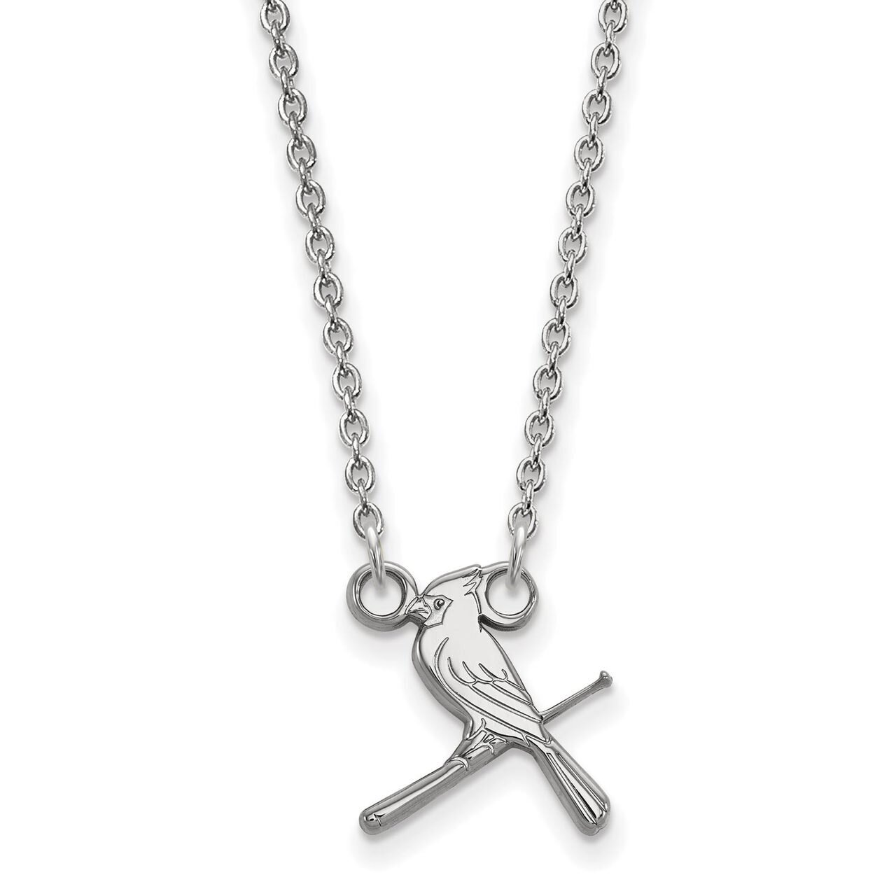 Saint Louis Cardinals Small Pendant with Chain Necklace 14k White Gold 4W060CRD-18