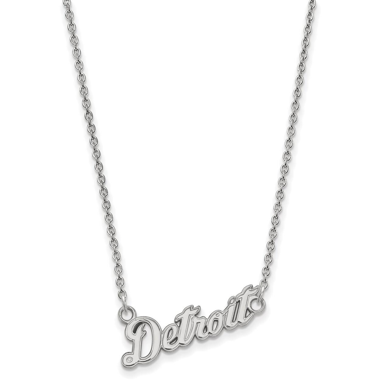 Detroit Tigers Small Pendant with Chain Necklace 14k White Gold 4W061TIG-18