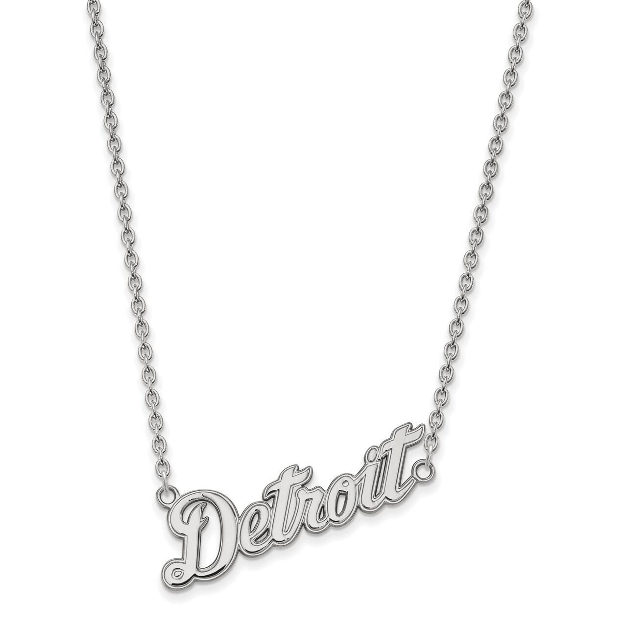 Detroit Tigers Large Pendant with Chain Necklace 14k White Gold 4W062TIG-18