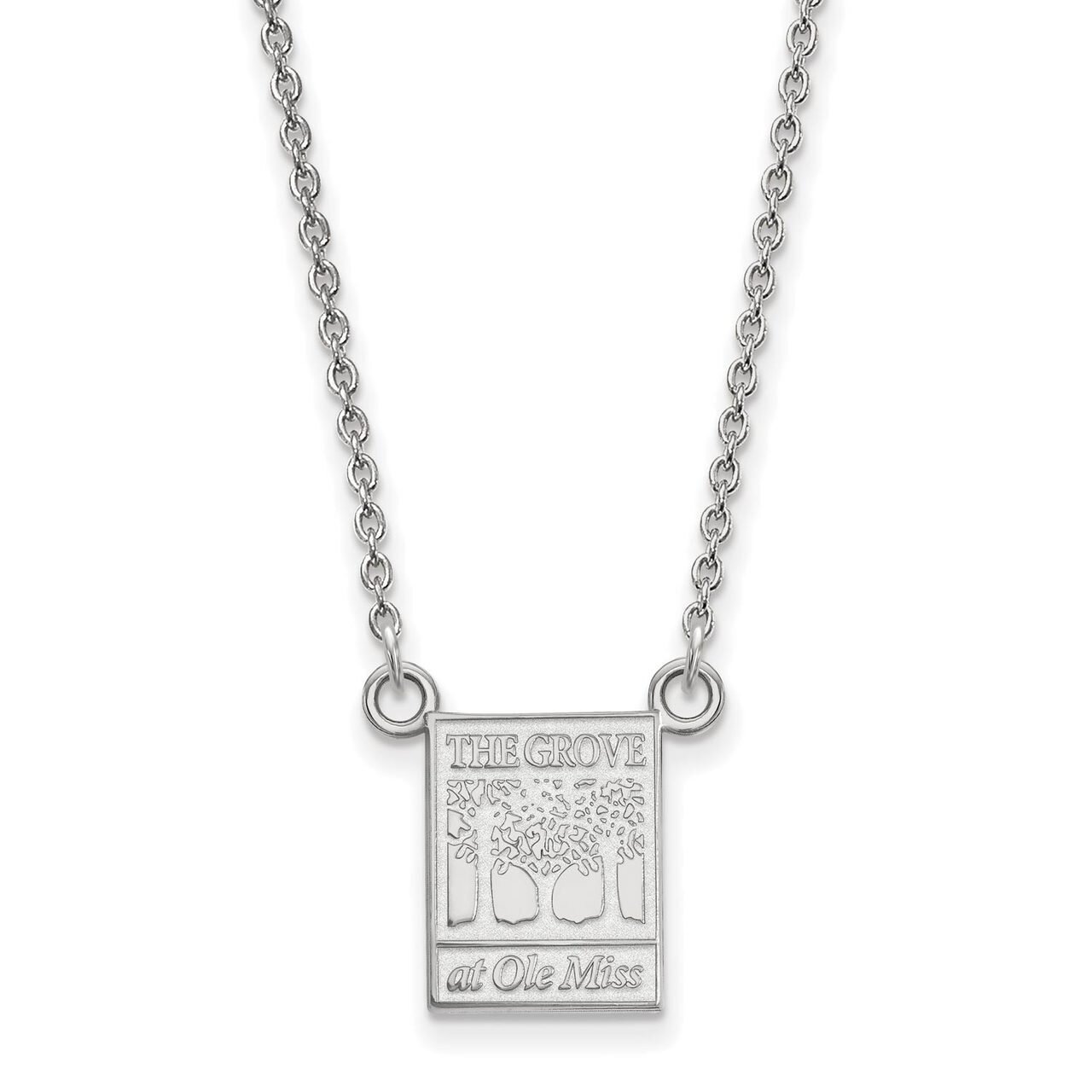 University of Mississippi Small Pendant with Chain Necklace 14k White Gold 4W064UMS-18