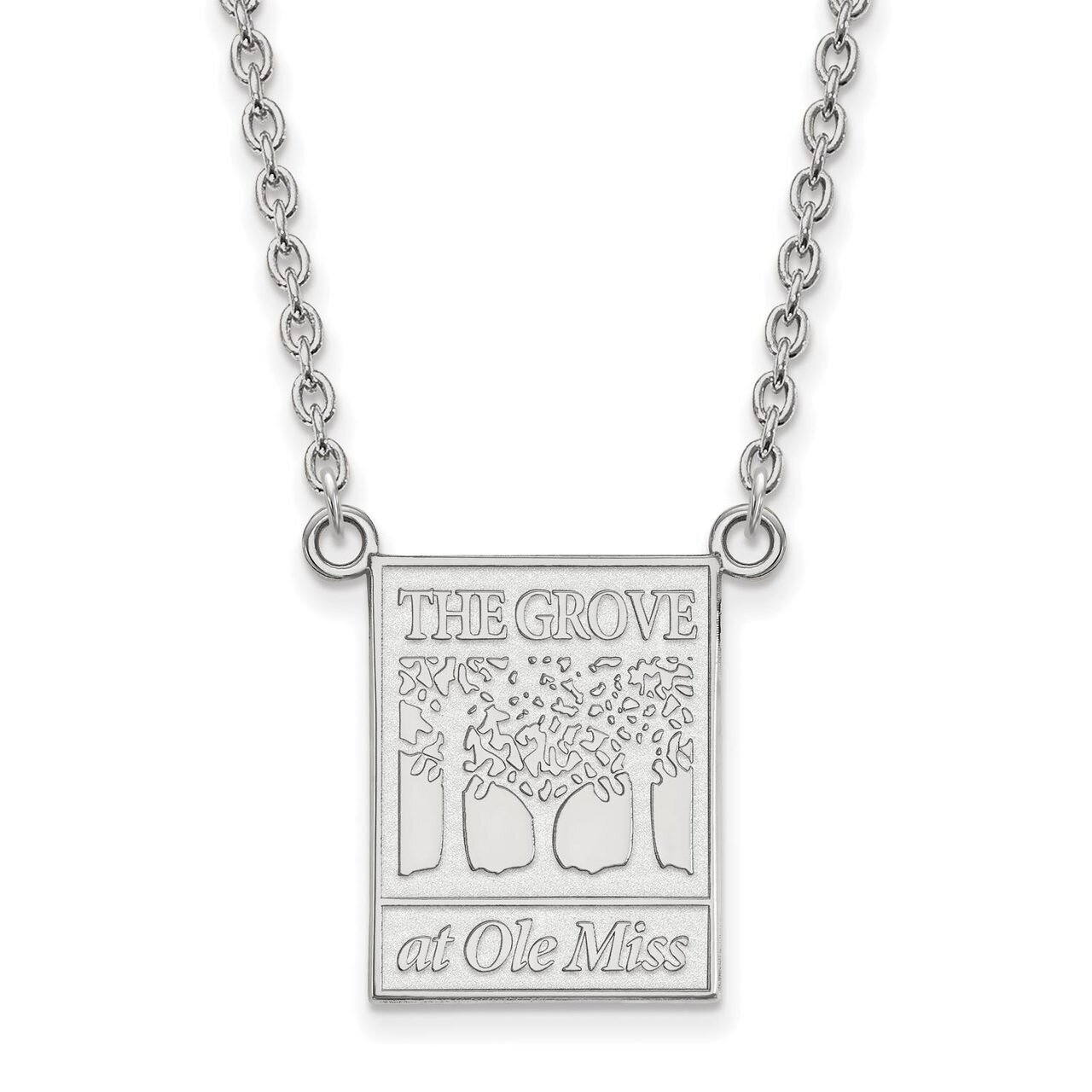 University of Mississippi Large Pendant with Chain Necklace 14k White Gold 4W065UMS-18