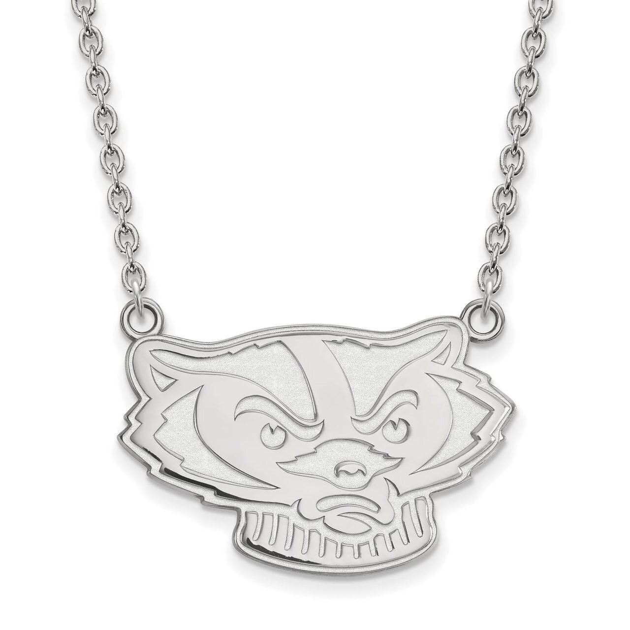 University of Wisconsin Large Pendant with Chain Necklace 14k White Gold 4W067UWI-18