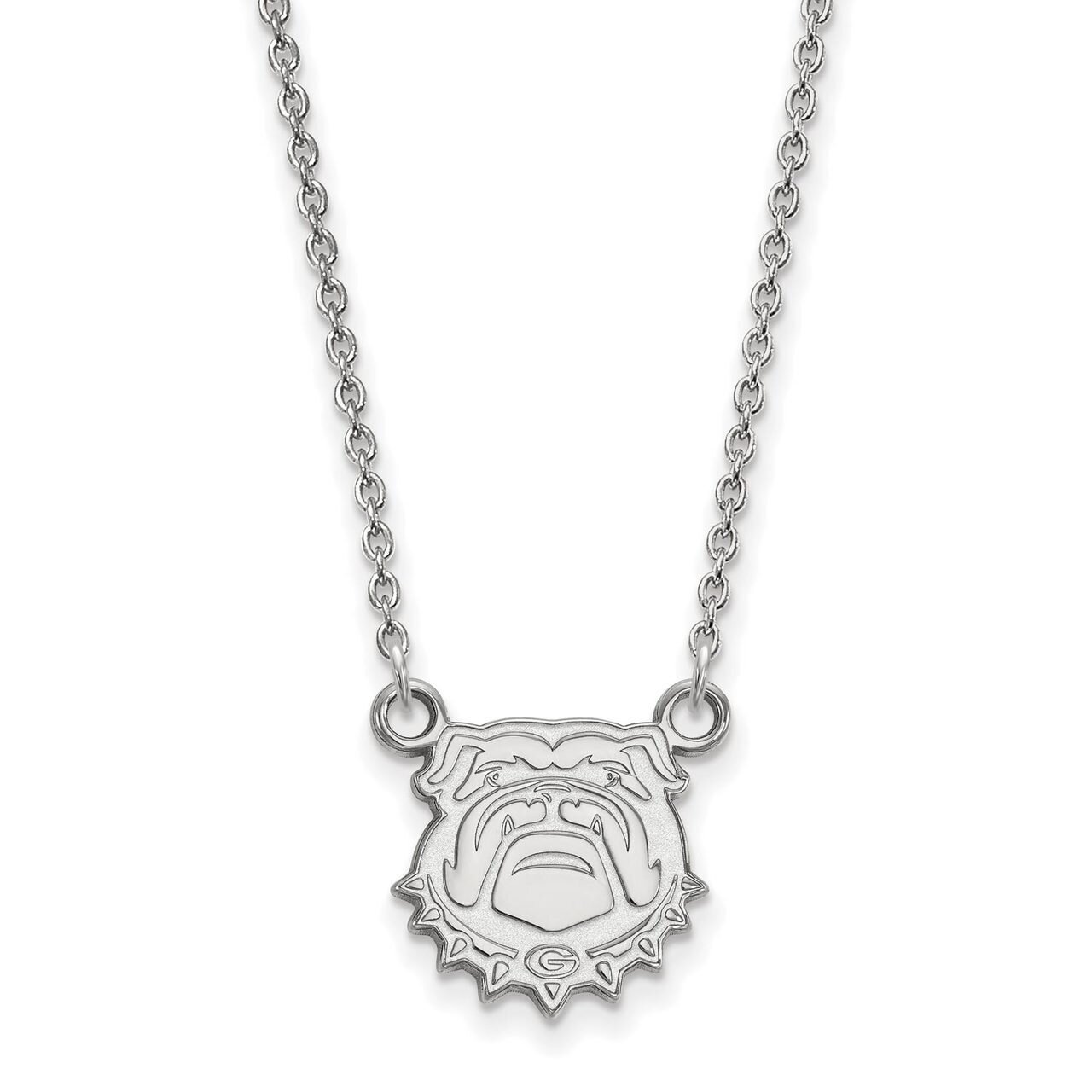 University of Georgia Small Pendant with Chain Necklace 14k White Gold 4W073UGA-18
