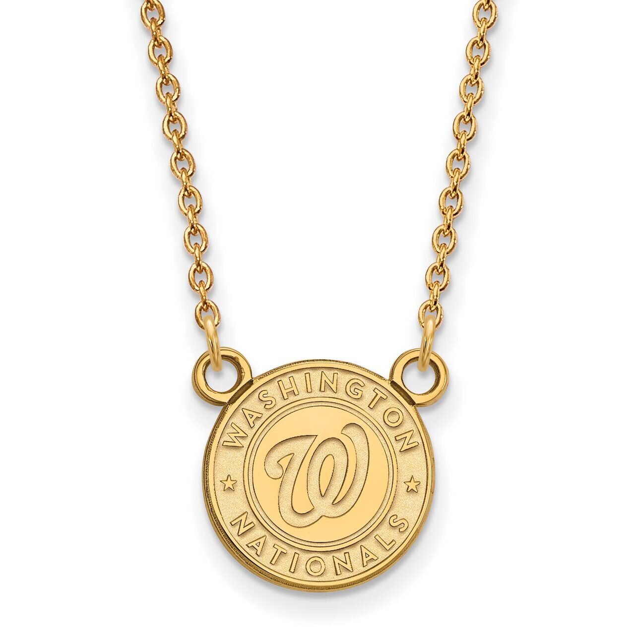 Washington Nationals Small Pendant with Chain Necklace 14k Yellow Gold 4Y006NAT-18