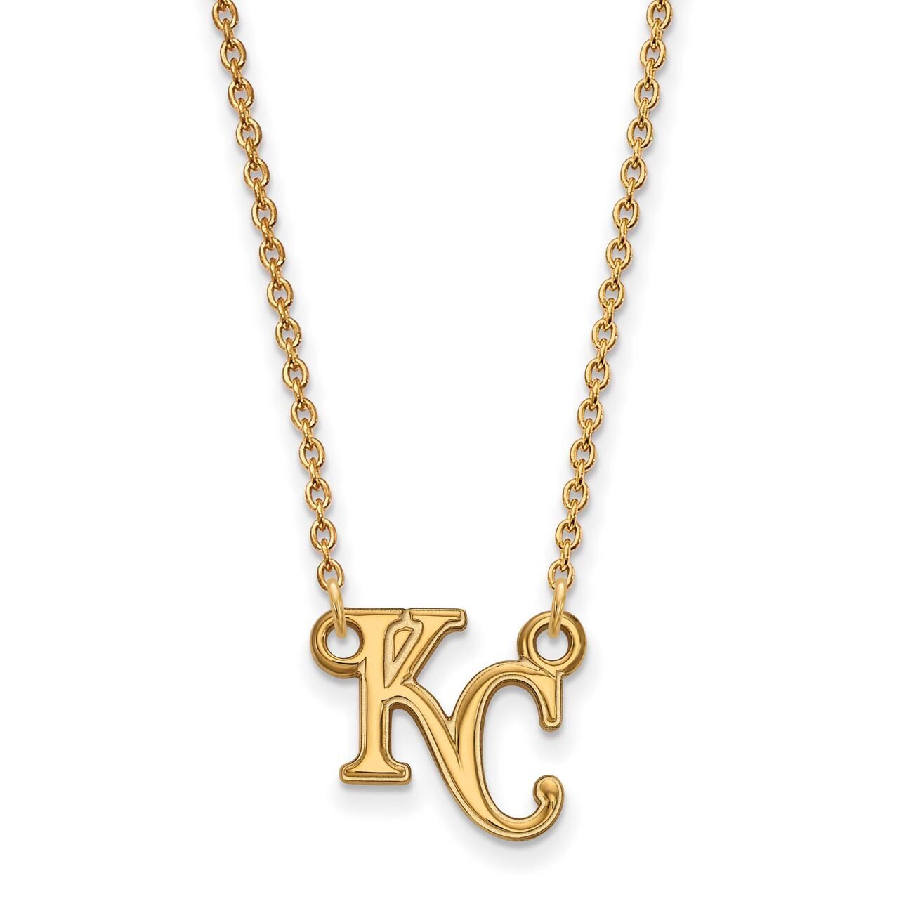 Kansas City Royals Small Pendant with Chain Necklace 14k Yellow Gold 4Y006ROY-18