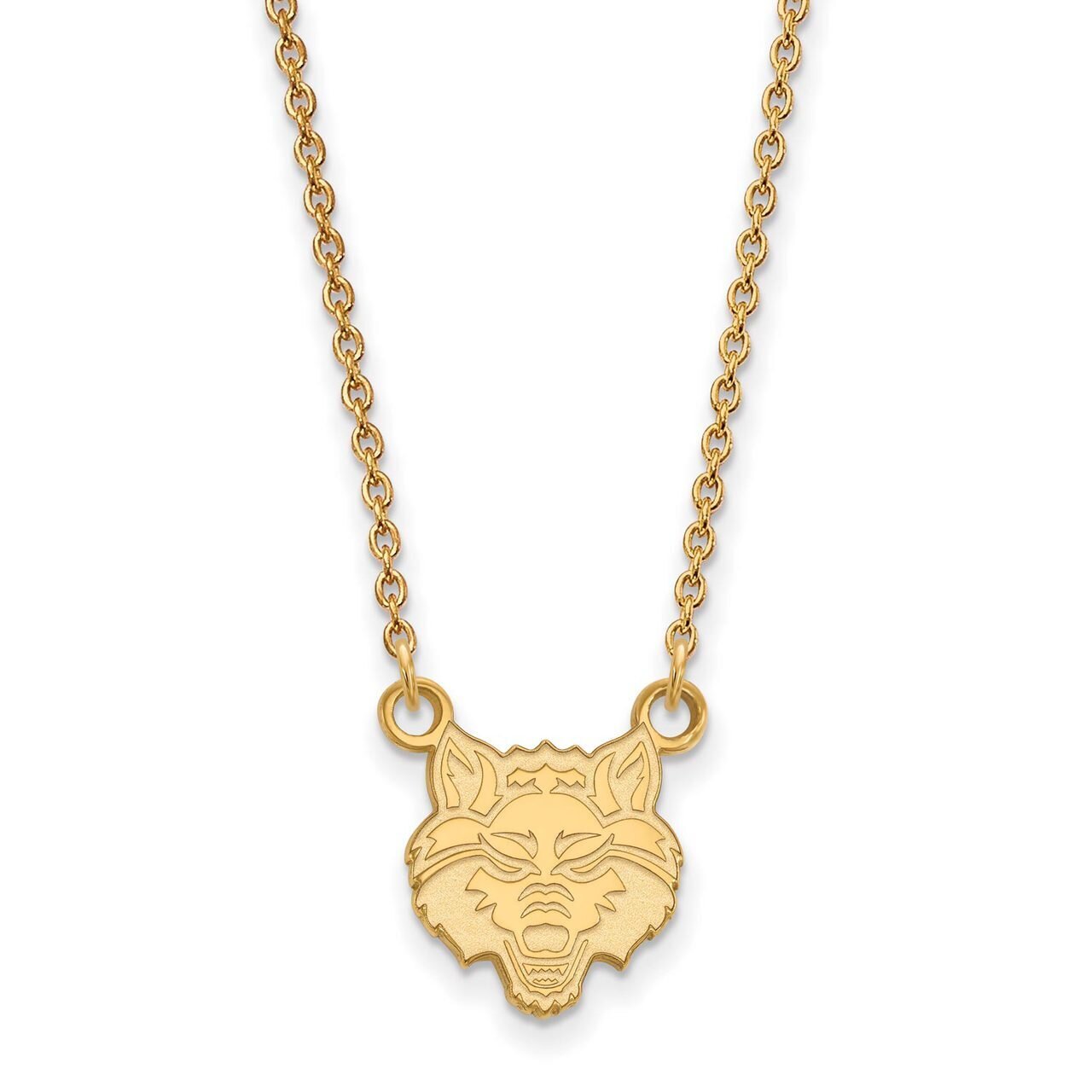 Arkansas State University Small Pendant with Chain Necklace 14k Yellow Gold 4Y007ASU-18