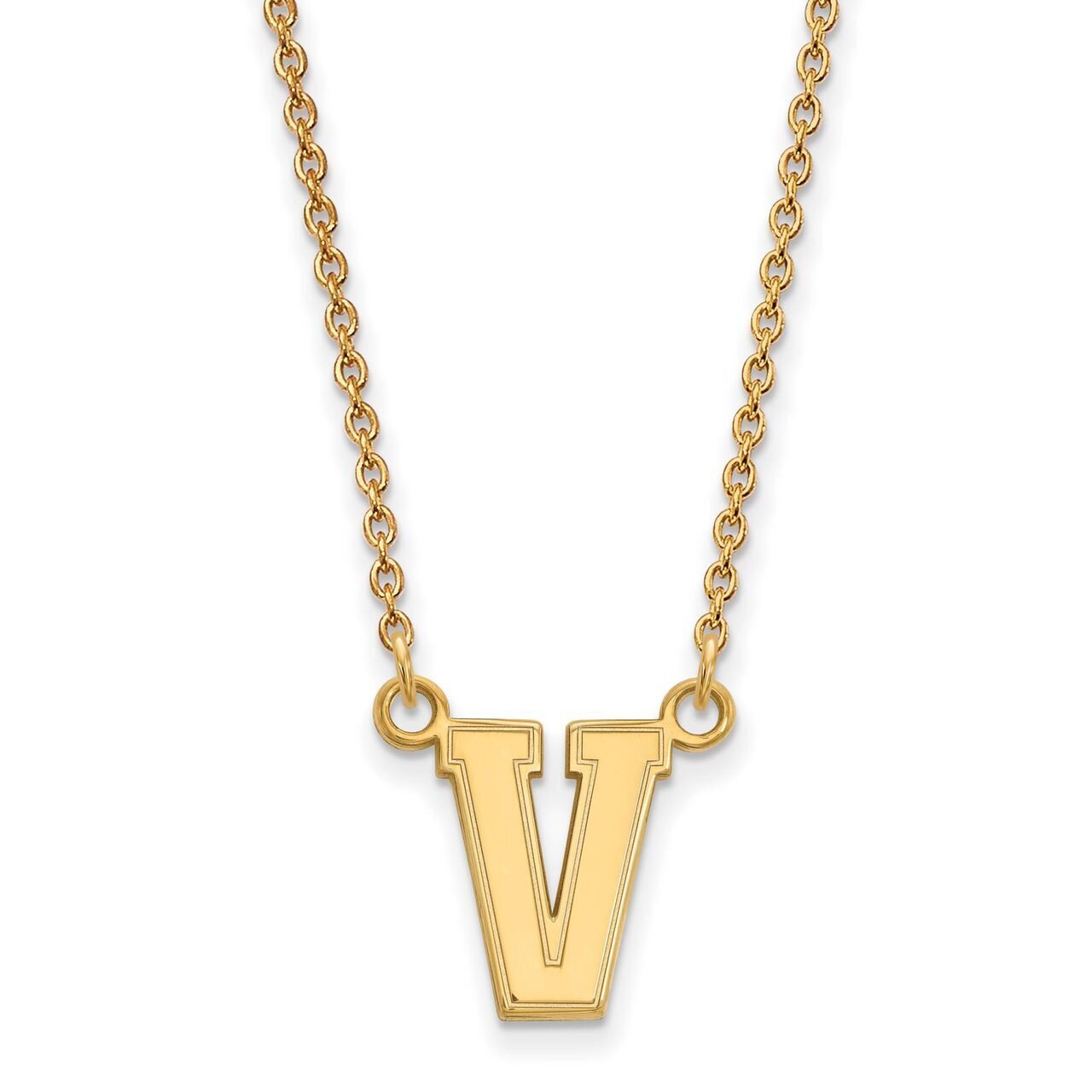 Vanderbilt University Small Pendant with Chain Necklace 14k Yellow Gold 4Y007VAU-18