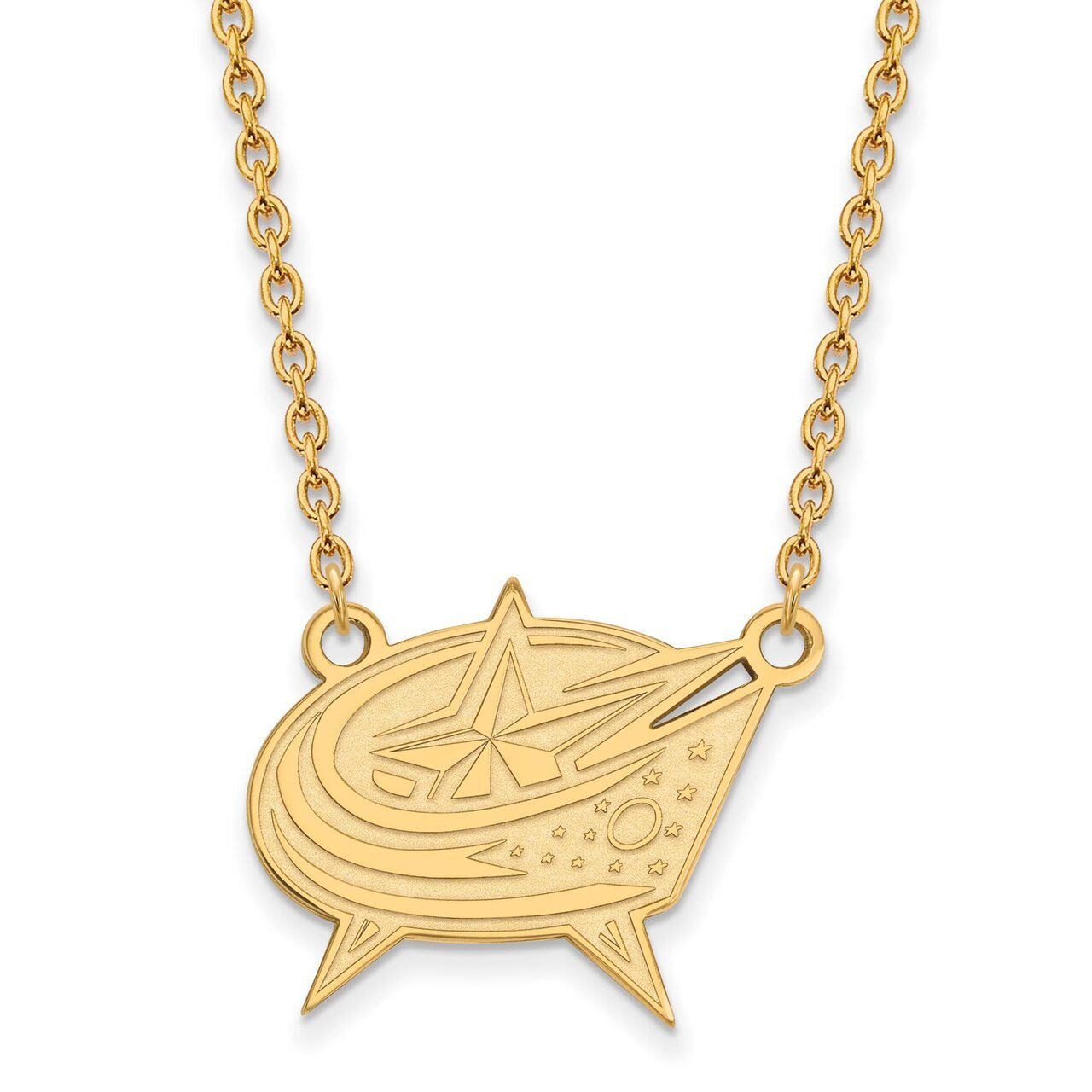 Columbus Blue Jackets Large Pendant with Chain Necklace 14k Yellow Gold 4Y008BJA-18, MPN: 4Y008BJA-…
